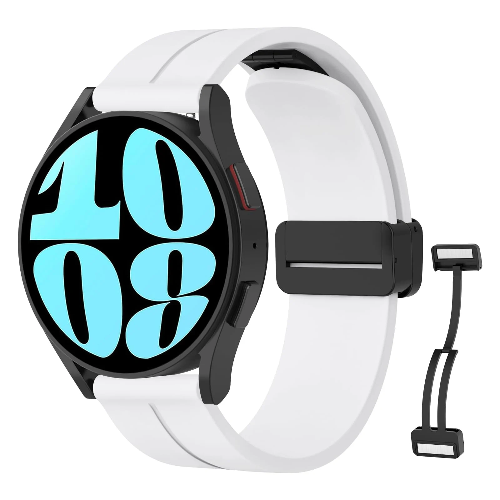 DL3 Mobilak 22MM Silicone Band Magnetic Clasp Strap For Xiaomi Redmi Watch 5 Active/5 Lite/Compatible with Samsung Galaxy Watch 46mm/Watch 3 45mm/Gear S3/Huawei watch (GT6 GT5 GT4 GT3 GT2 GT - White