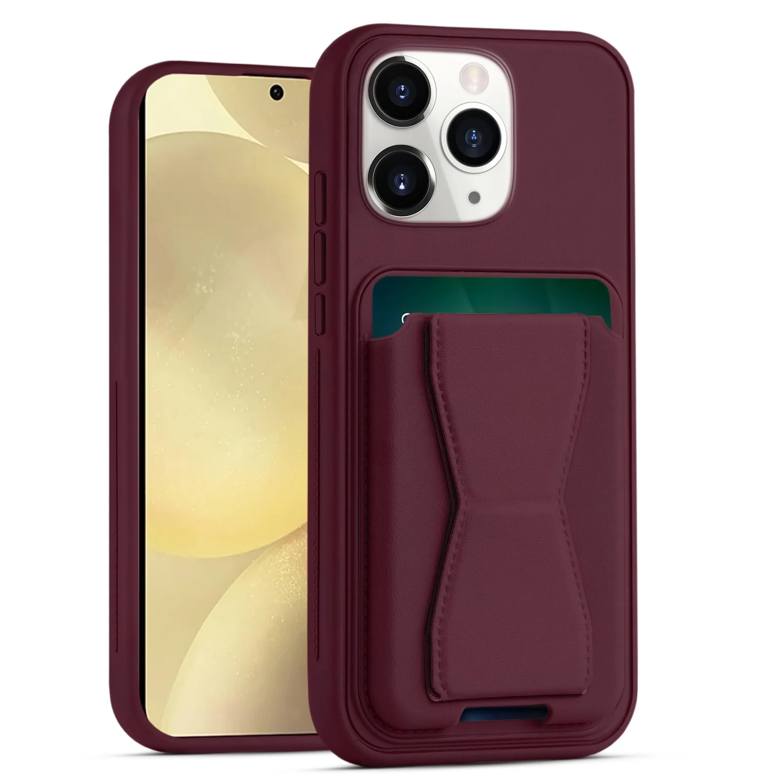 DL3 Mobilak Leather Wallet Case Compatible with iPhone 13 Pro, Leather Back Cover With TPU Frame, Shockproof Protective Phone Case with Card Holder Stand