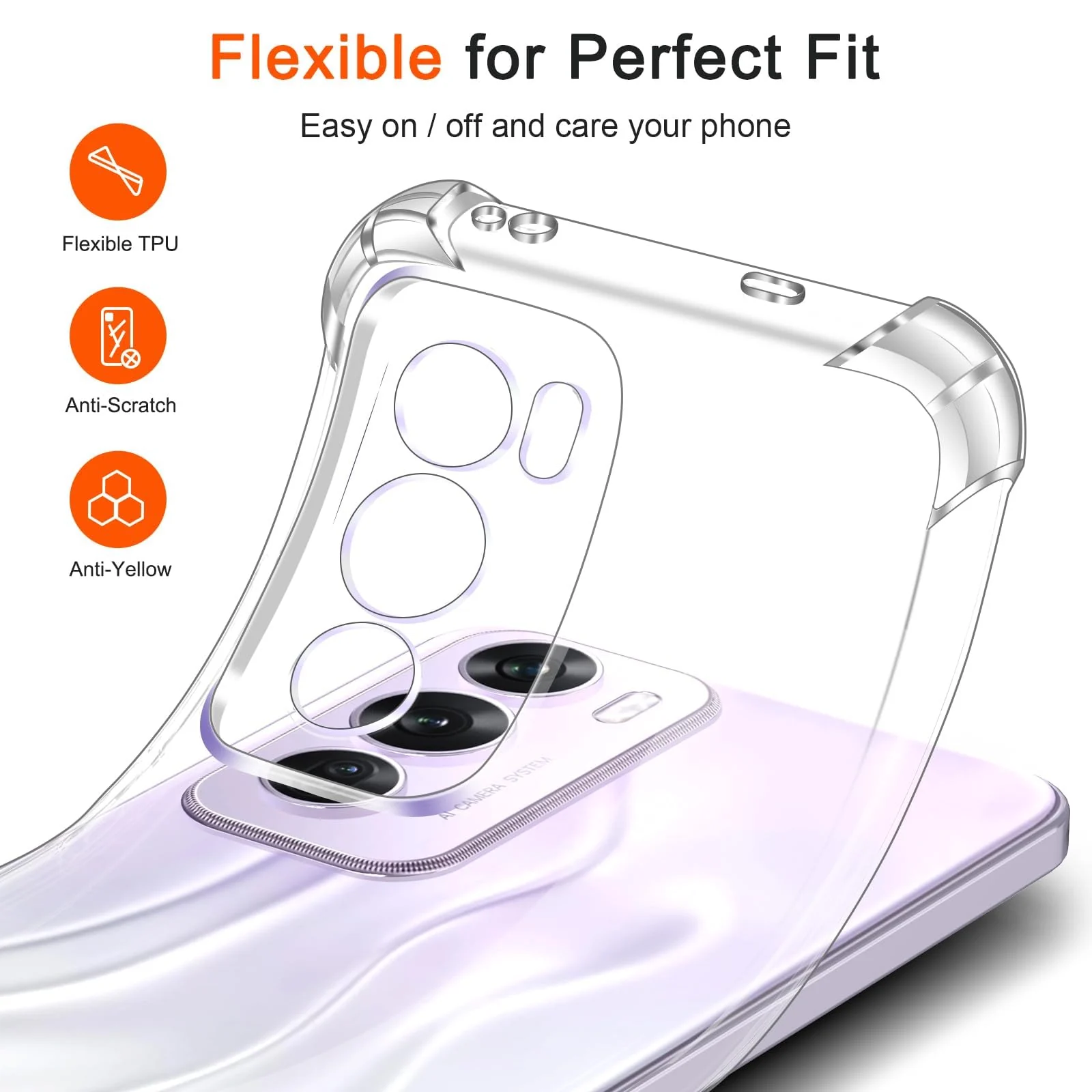 DL3 Mobilak Clear TPU Protective Case for OPPO Reno 12 Pro 5G with Camera Protection and Shockproof Design - Clear