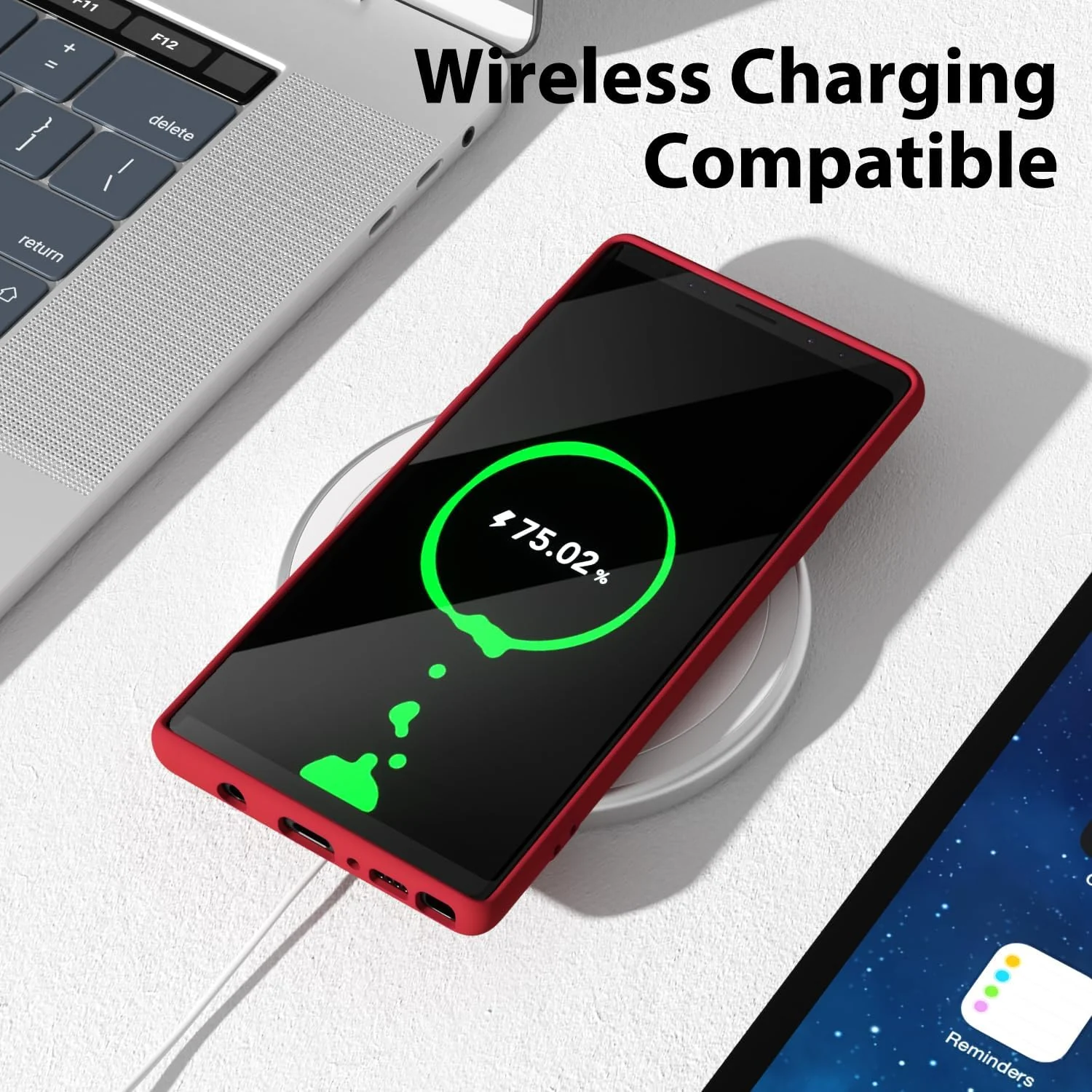 DL3 Mobilak Samsung Galaxy Note9 Case, Soft Flexible Liquid Silicone Gel Rubber Bumper Cover, Full Body Shockproof Protective Phone Case - Red