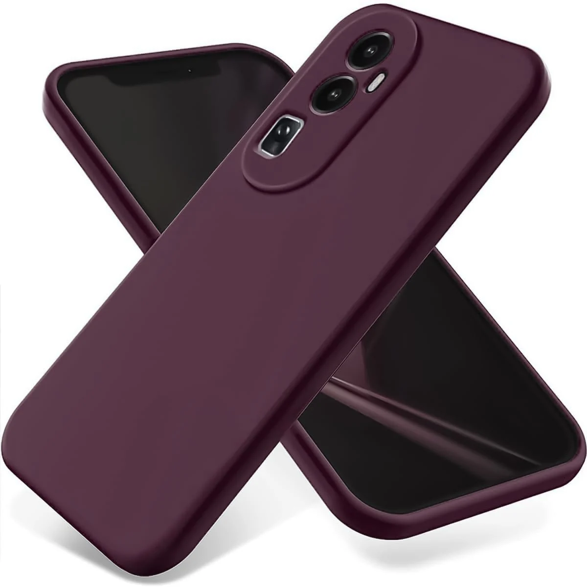 DL3 Mobilak Liquid Silicone Protective Case with Soft Microfiber Lining with Full Camera Protection for OPPO Reno 10 Pro+ Plus 5G - Wine Red