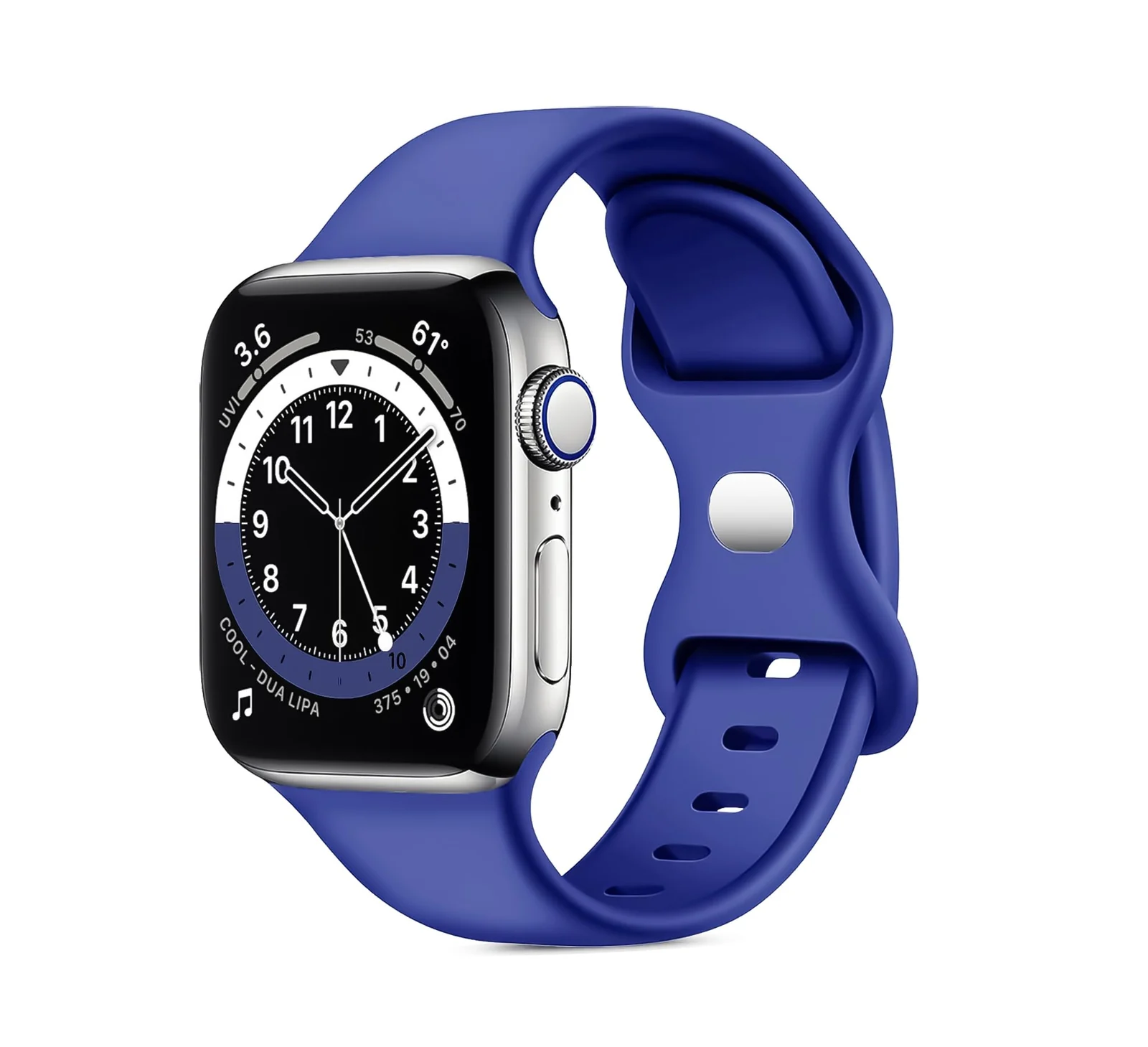 DL3 Mobilak Band with Case Compatible with Apple Watch 45mm, Adjustable Silicone Sport Wristband Replacement, Strap With Cover Built-in Glass Screen Protector for iWatch Series 9 8 7 (Pepsi) - Black