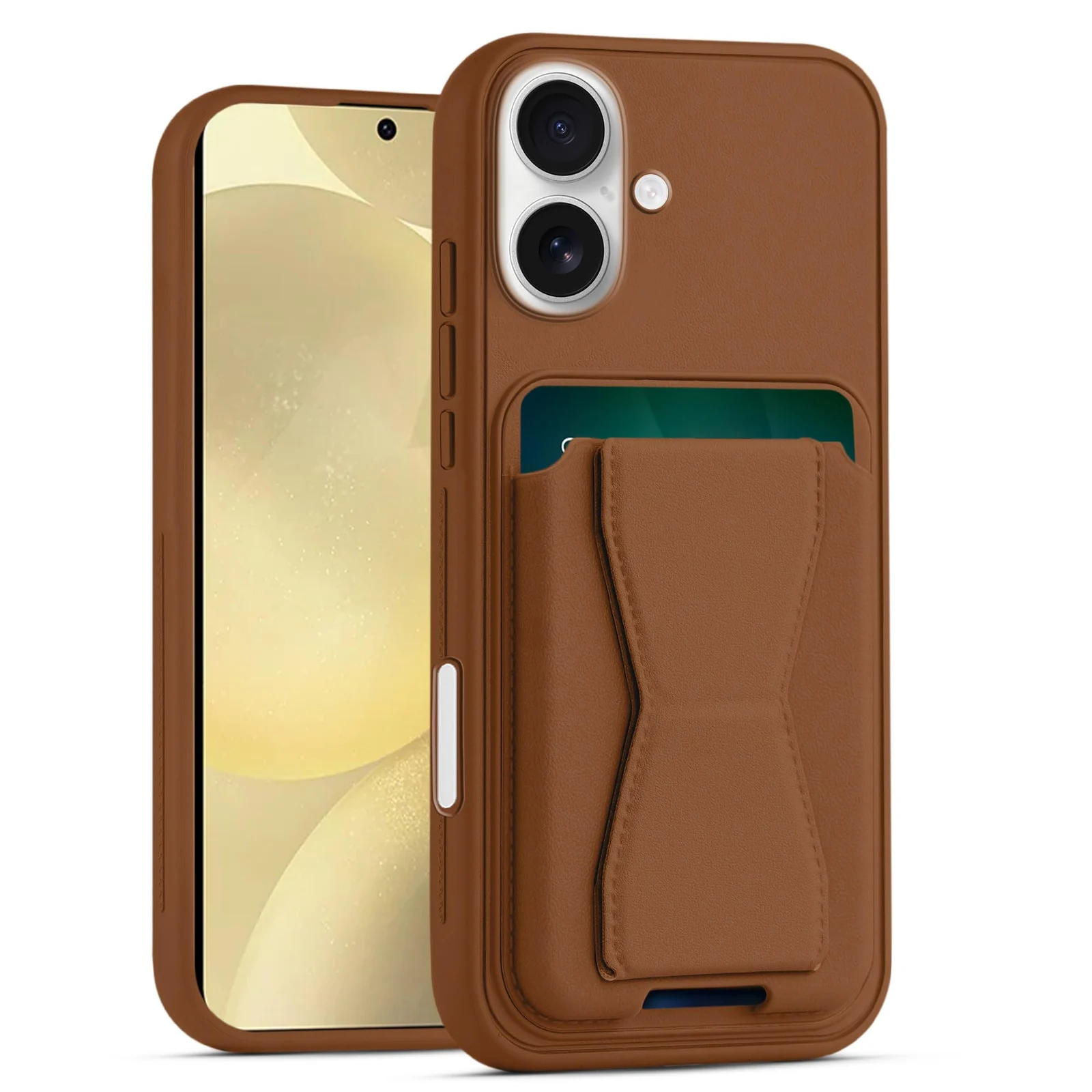 DL3 Mobilak Leather Wallet Case with Card Holder and Stand for iPhone 17 6.3-Inch - Brown