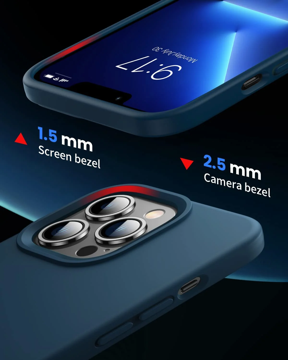 DL3 Mobilak Liquid Silicone Case for iPhone 12 / 12 Pro (6.1 Inch), Shock-absorbing protection, Scratch-resistant surface, Soft microfiber lining - Denim Blue