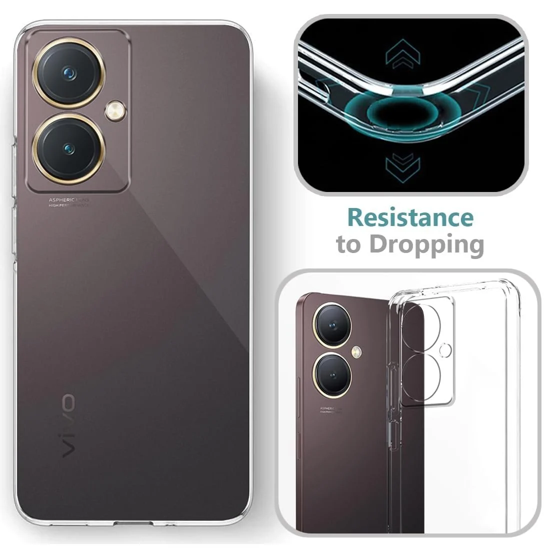 DL3 Mobilak Case Compatible with vivo Y27 4G Case Crystal Soft TPU Gel Case Flexible Silicone Anti-Scratch Camera Protection TPU Cover - Clear