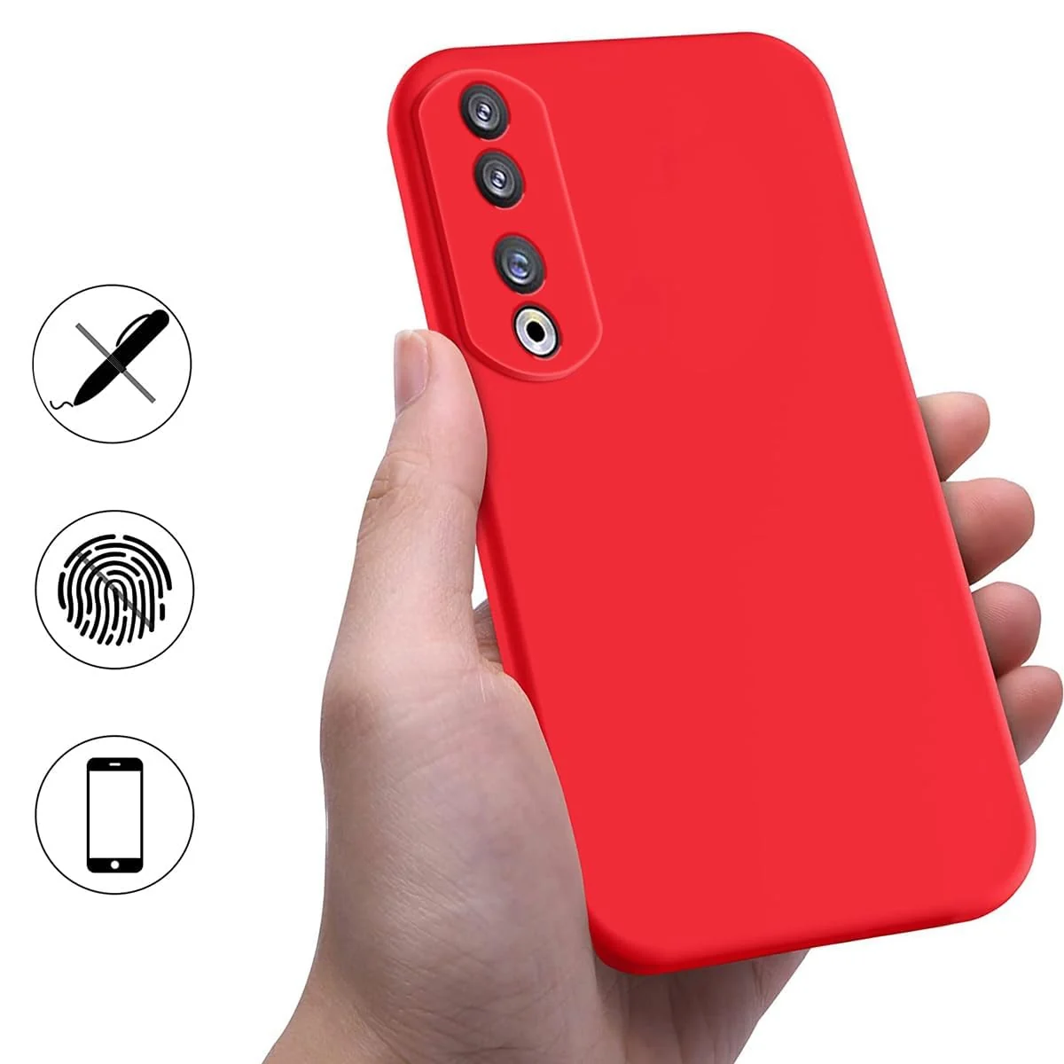 DL3 Mobilak Soft Silicone Protective Case for Honor 90 with Microfiber Lining and Shockproof Design - Red