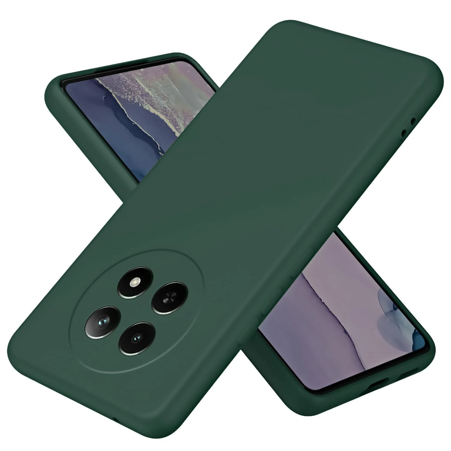 DL3 Mobilak Liquid Silicone Case for realme 13 5G / realme 12 5G / realme 12X 5G, Shock-absorbing protection, Scratch-resistant surface, Soft microfiber lining - Green