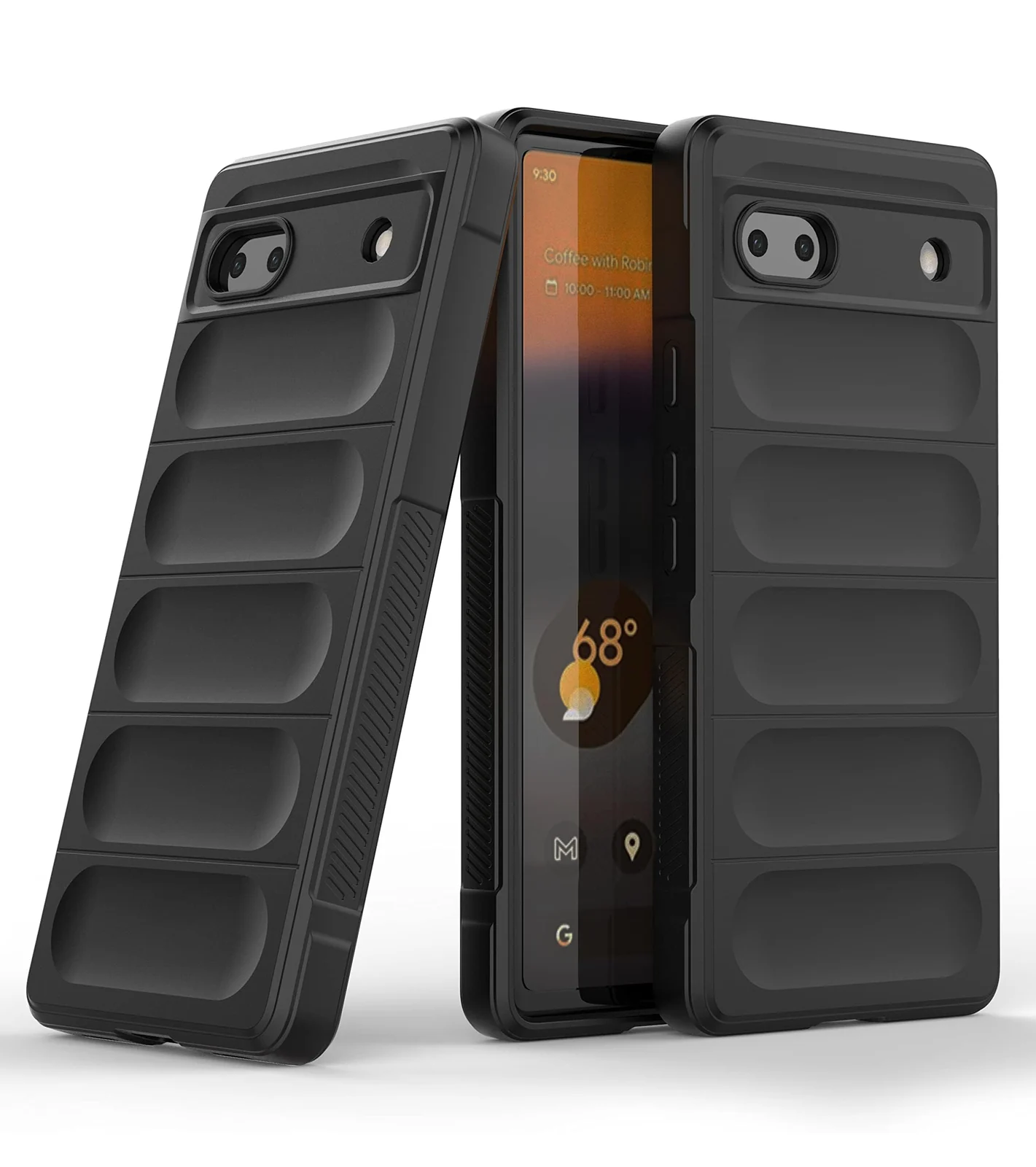 DL3 Mobilak Silicone Case for Google Pixel 6A Heavy Duty Protective [Slim Fit] Shockproof Soft Flexible Protective Design Shock-Absorption TPU Cover With Camera Protection - Black