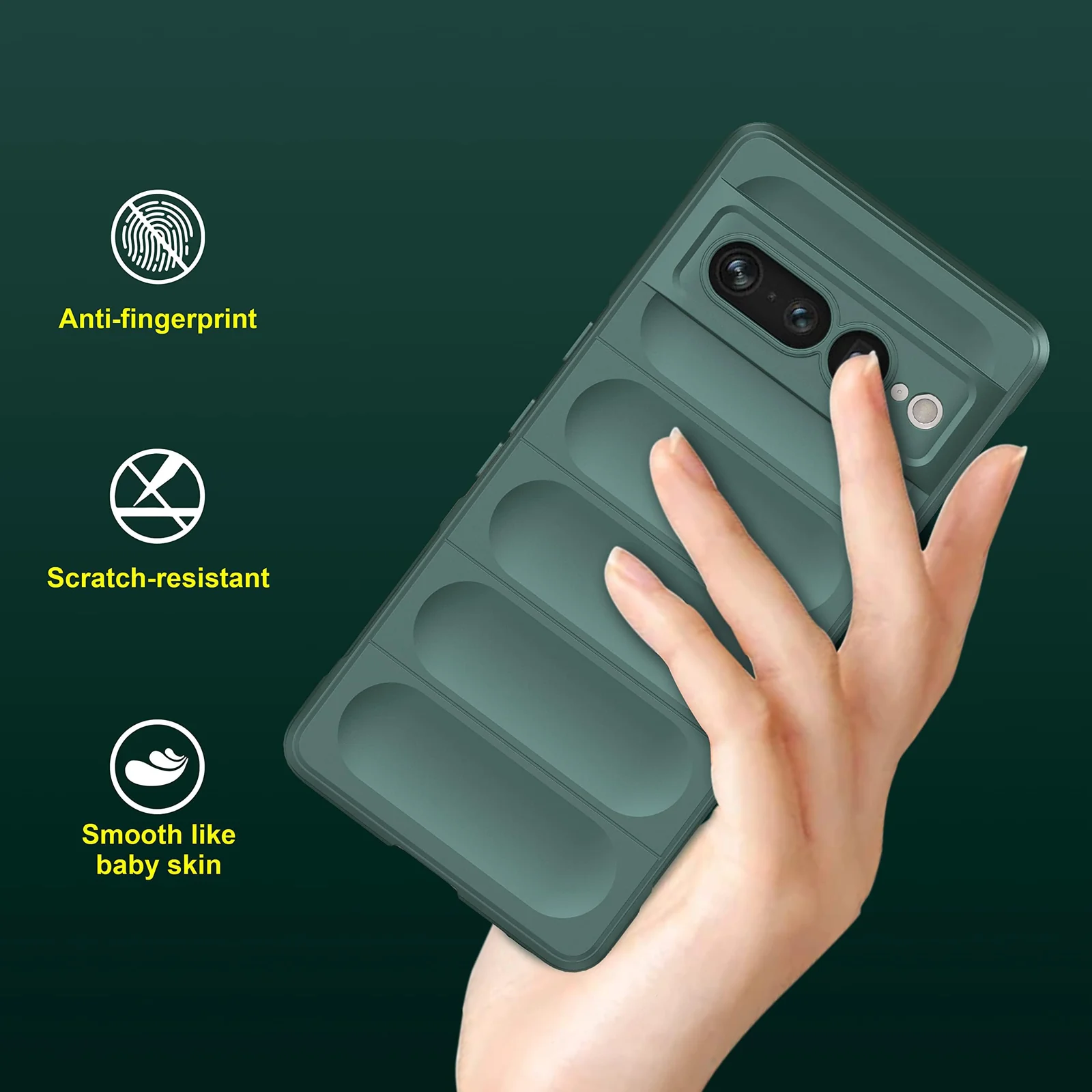 DL3 Mobilak Soft Silicone Protective Case for Google Pixel 7 Pro with Camera Protection and Shockproof Design - Green