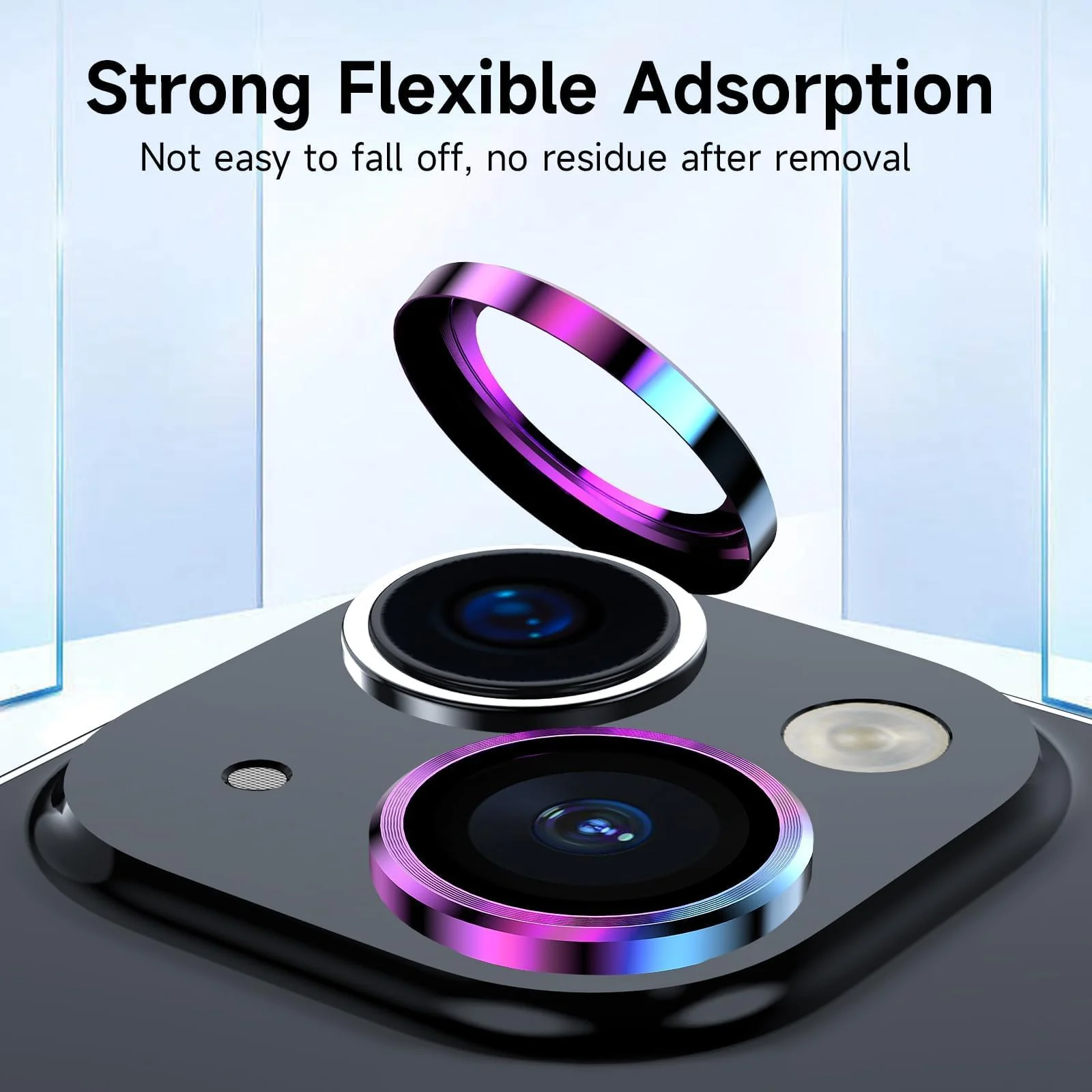 DL3 Mobilak Compatible with iPhone 15/15 Plus & iPhone 14/14 Plus Camera Lens Protector, Anti-Scratch HD Tempered Glass Lens Screen Protection Cover, Metal Individual Lens Ring - Multi-coloured