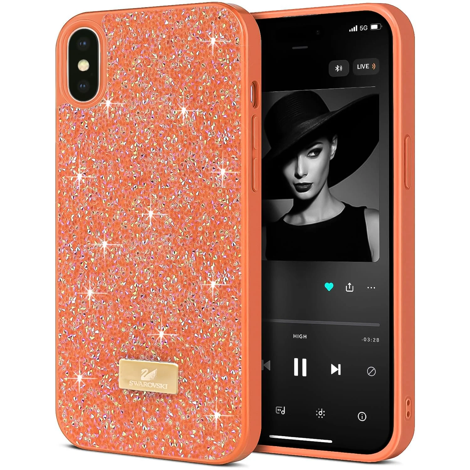 Case For iPhone X/iphone XS Case Glitter, Sparkle Diamond Crystal Bling Case with Bling, Ultra Thin Lightweight Full Body Shockproof Anti-Scratch Protective Cover (Black)