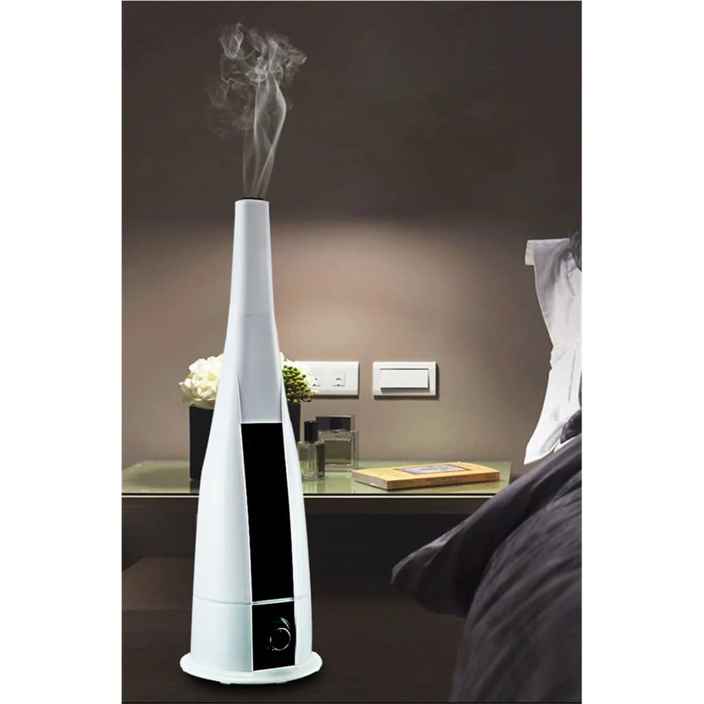 Mobigon 6 Litres Humidifier for Room, Cool Mist Ultrasonic Humidifier/Essential Oil Diffuser, Super Quiet 360°Nozzle, Colorful Change, Auto Shut Off&UV Light&, Lasts Up to 24 Hours - White & Black