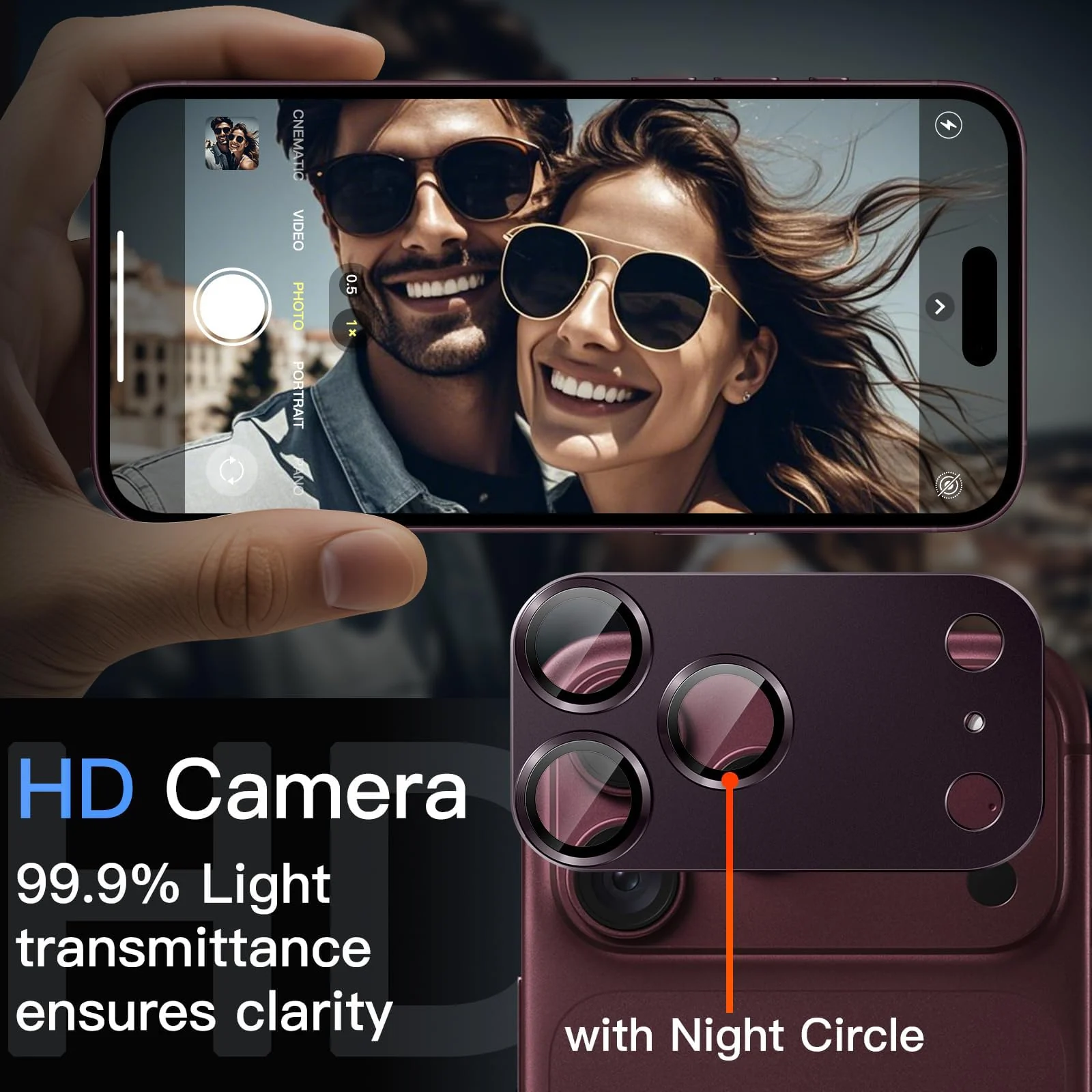 DL3 MOBILAK Full Camera Lens Protector for Apple iPhone 18 Pro Max - Dark Cherry