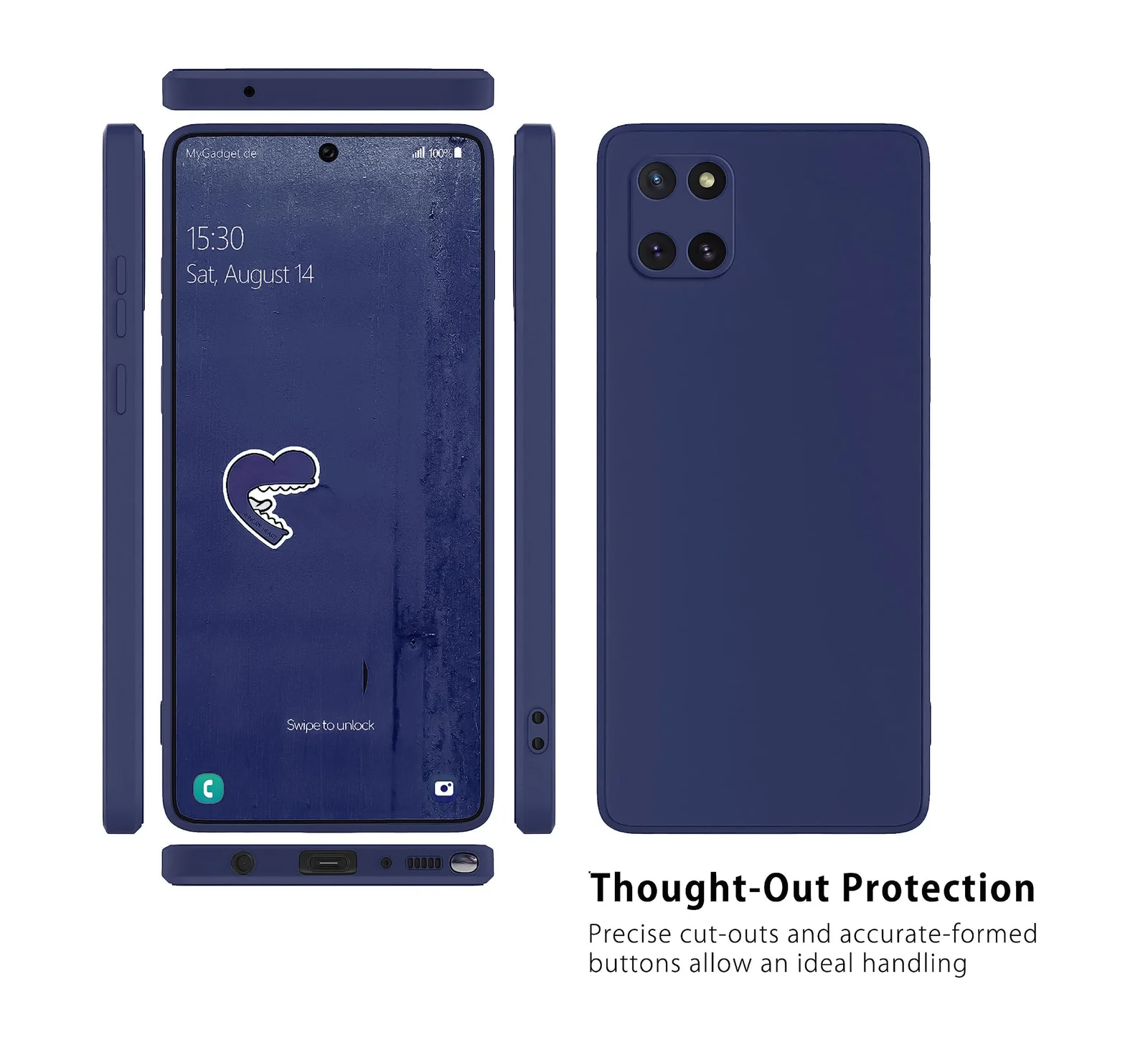 DL3 Mobilak Liquid Silicone Protective Case with Soft Microfiber Lining for Samsung Galaxy Note 10 Lite - Blue 2