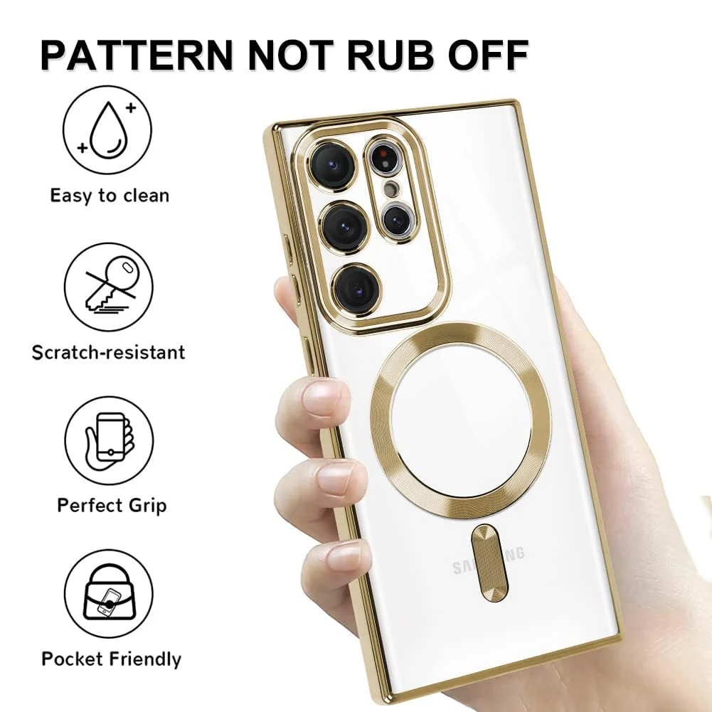 DL3 Mobilak Clear MagSafe-Compatible Magnetic Case for Samsung Galaxy Note 20 Ultra with Camera Protection and Shockproof Design - Gold