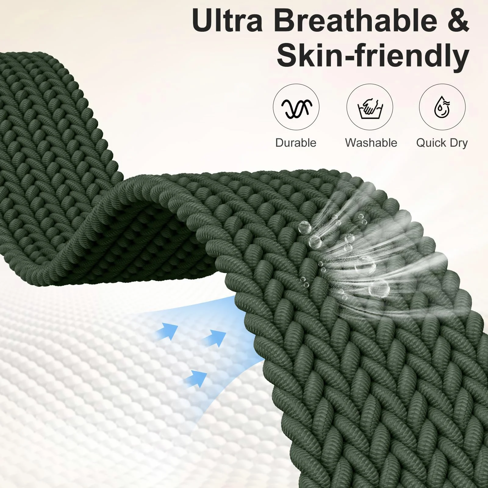 DL3 MOBILAK Soft Elastic Nylon Watch Strap for Xiaomi Redmi Watch 3 Lite and 3 Active - Green