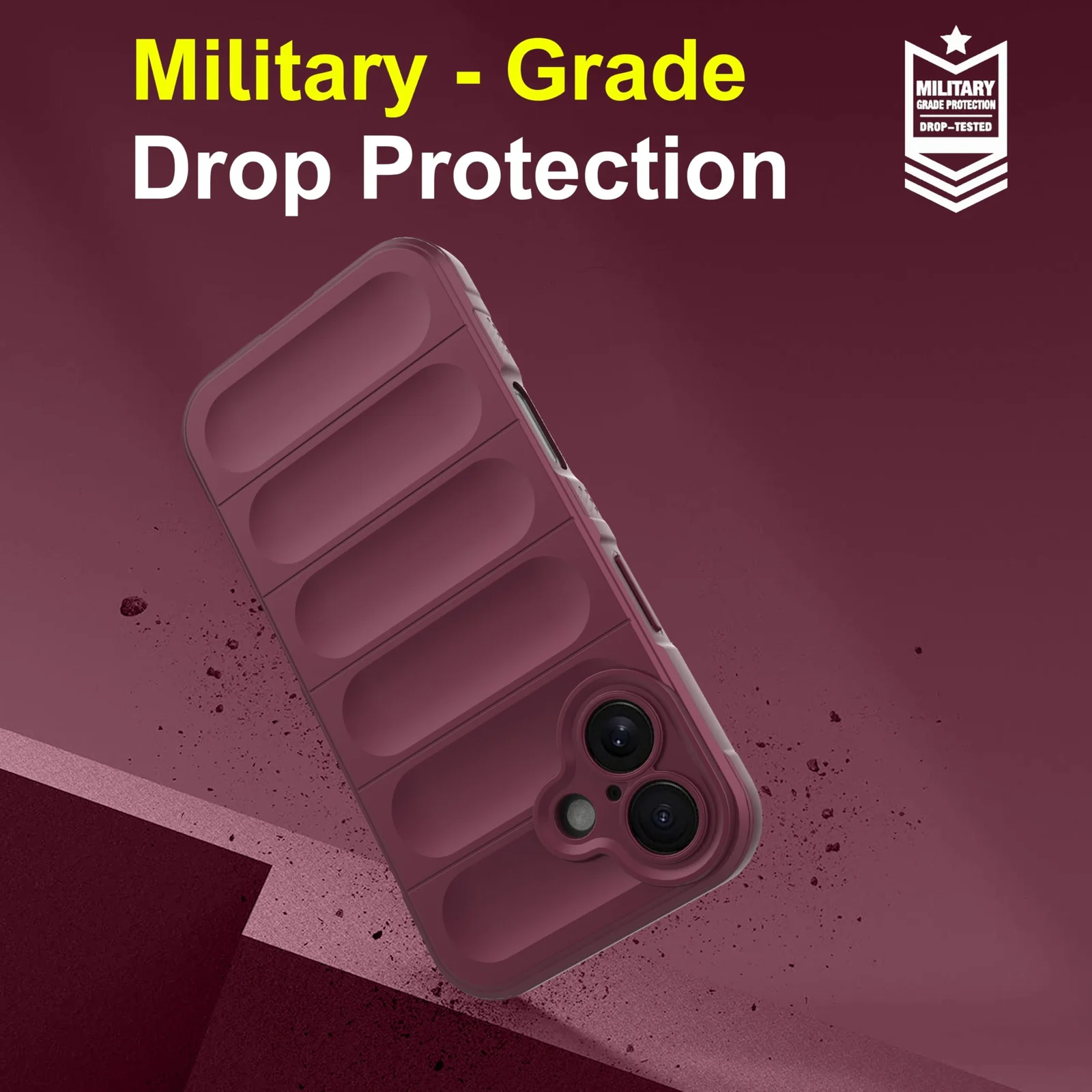 DL3 Mobilak Soft Silicone Protective Case for iPhone 16 with Camera Protection and Shockproof Design - Wine Red