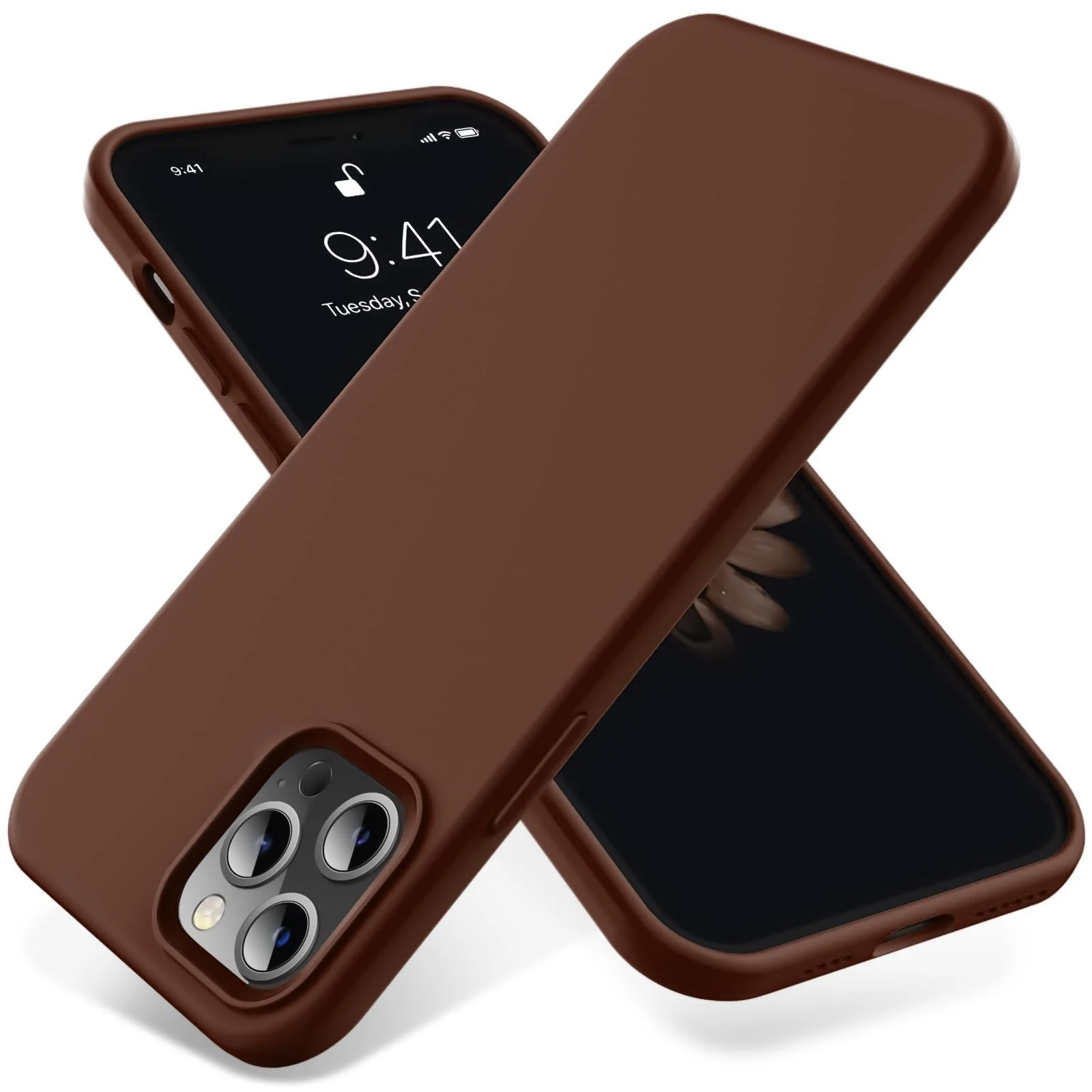 DL3 Mobilak Liquid Silicone Protective Case for iPhone 11 Pro Max (6.5 Inch) with Camera Protection and Microfiber Lining - Brown