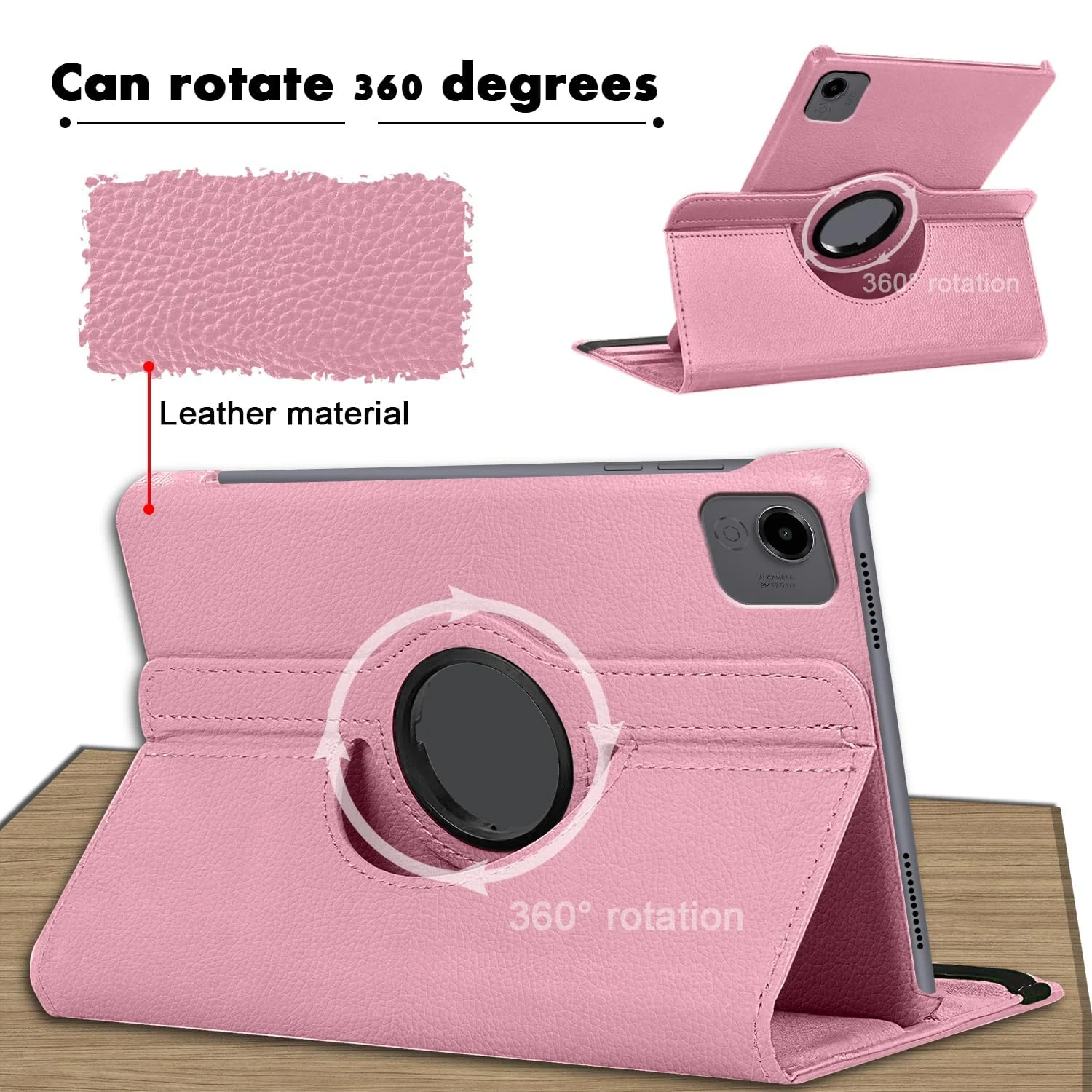 DL3 Mobilak Protective Cover for Honor Pad X9a 11.5 inch, 360° Rotatable Smart Stand, Leather Folio Flip Cover with Multi-Angle Viewing, Auto Wake Sleep - Pink