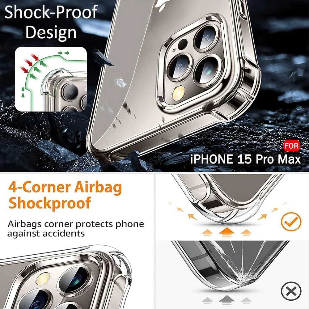 DL3 Mobilak Case Compatible with iPhone 15 pro max, Cover Silicone Transparent TPU Gorilla Anti-shock Shockproof Corners - Clear