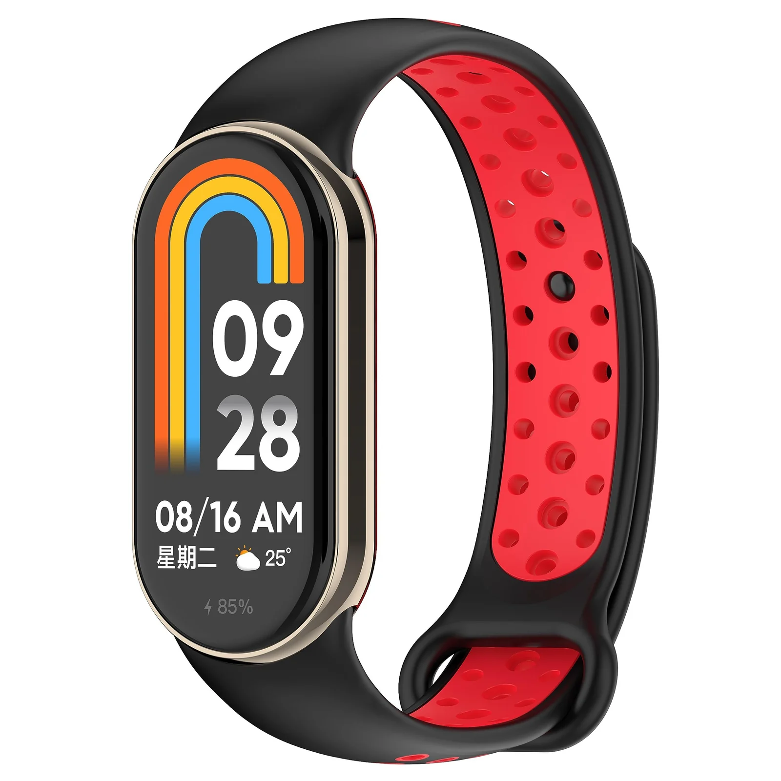 DL3 Mobilak Strap for Xiaomi Mi Band 9 / Mi Band 8, Breathable Sport Silicone Watch Band Strap, Replacement Bracelet Wristband Wrist Strap for Xiaomi Smart Band 9/Xiaomi Smart Band 8 Watch Accessories - Black Red