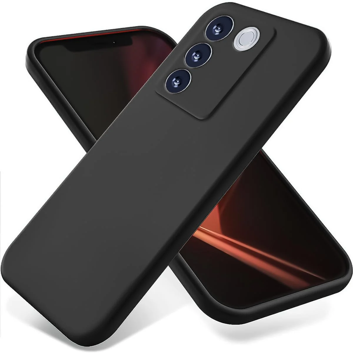 DL3 Mobilak VIVO V27e/VIVO S16e Case, Soft Flexible Liquid Silicone Gel Rubber Bumper Cover, Full Body Shockproof Protective Phone Case - Black