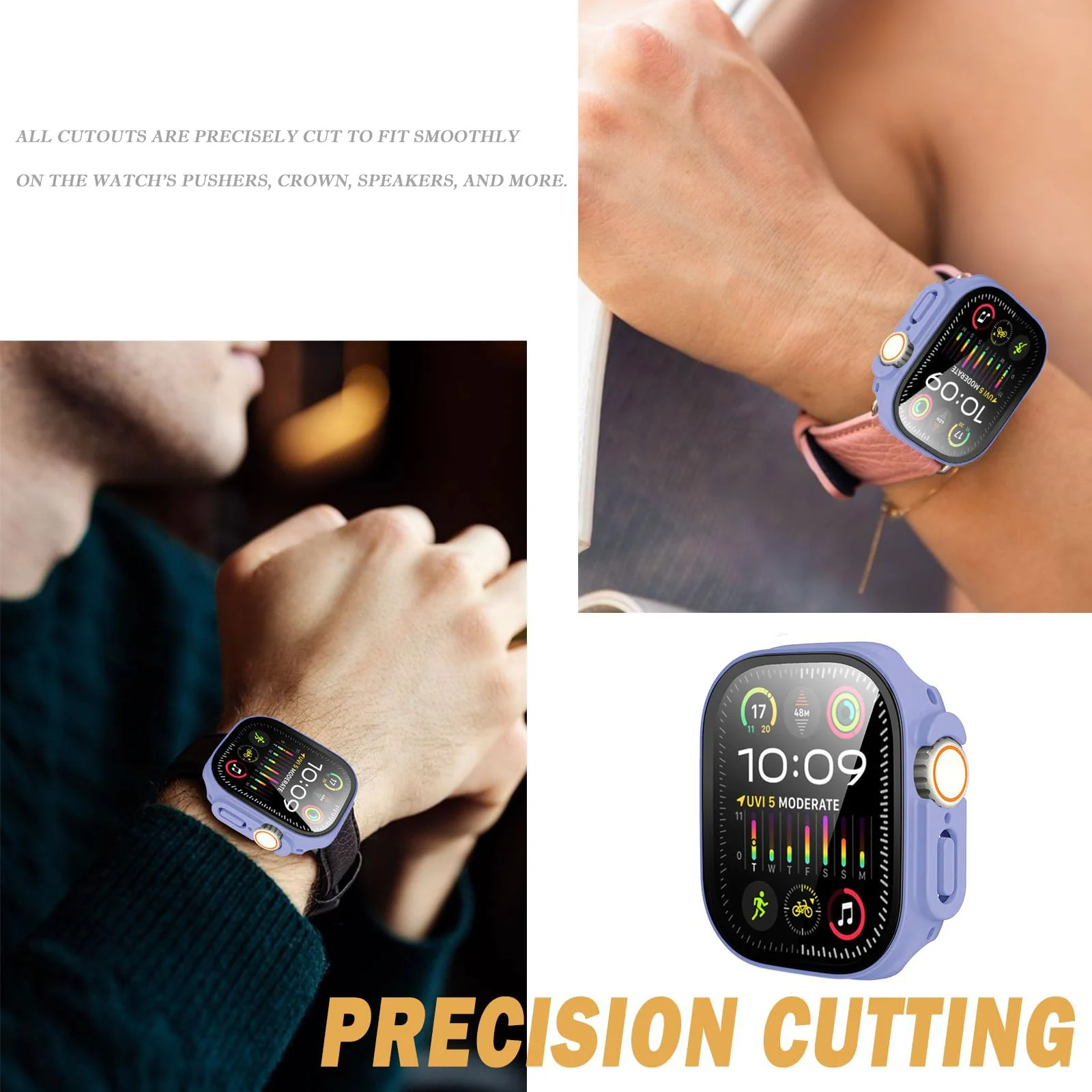 DL3 Mobilak Hard Case Designed for Apple Watch Ultra 2 (2023) / Ultra 1 49mm, Built-in 9H [HD Clear] Tempered Glass Screen Protector, [Full Protection] Slim Cover for iWatch 49mm - Lavender
