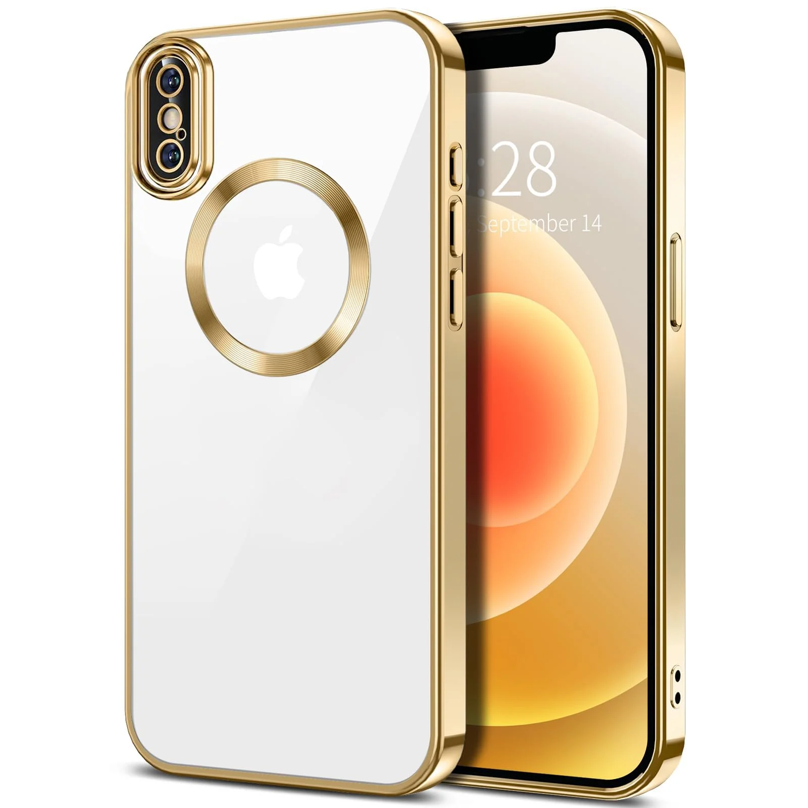DL3 Mobilak Plated-Edge Protective Case for iPhone X / iPhone XS with Built-in, Supports wireless charging, Camera protection, Scratch-resistant surface - Gold