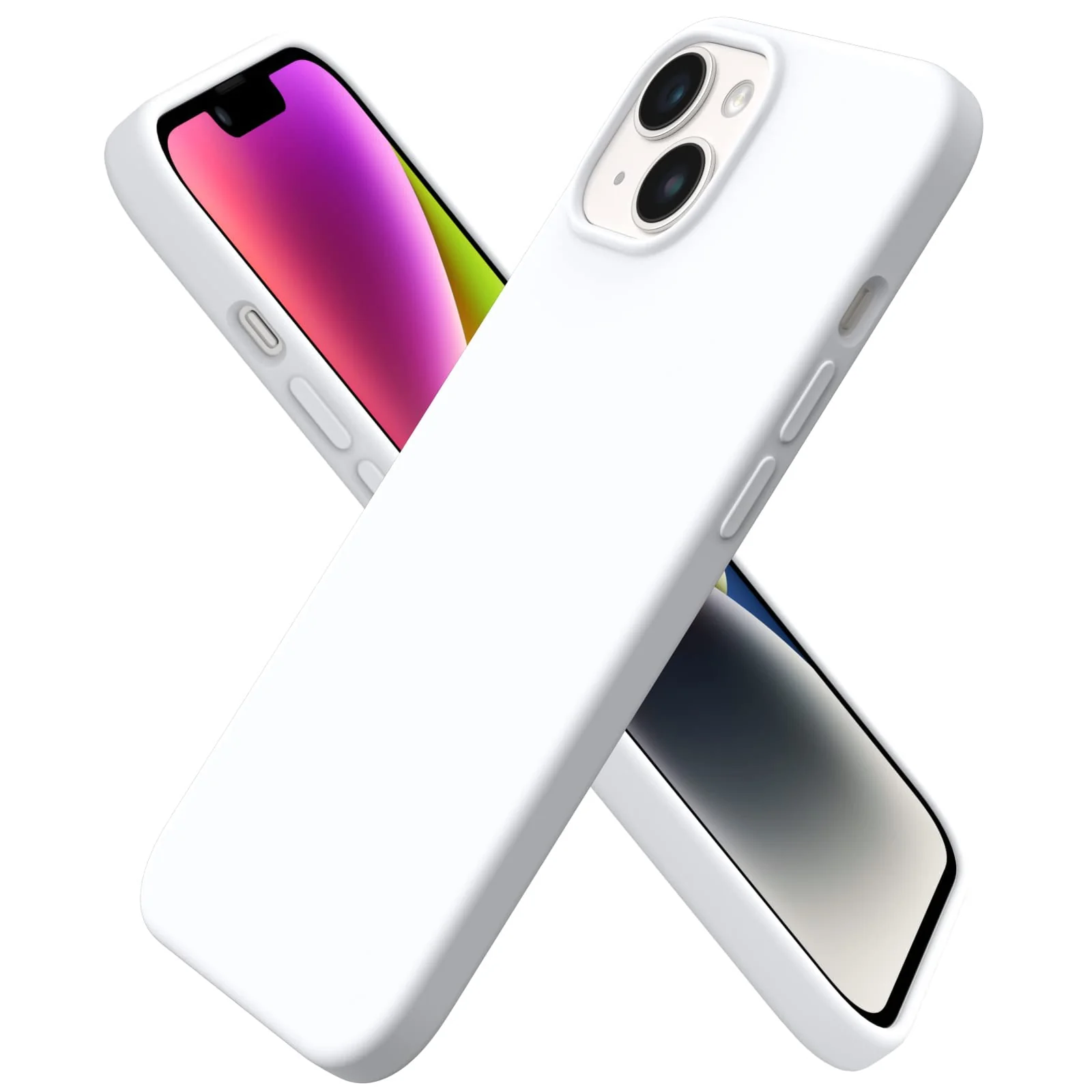 DL3 Mobilak Liquid Silicone Protective Case with Soft Microfiber Lining for iPhone 13 / iPhone 14 - White
