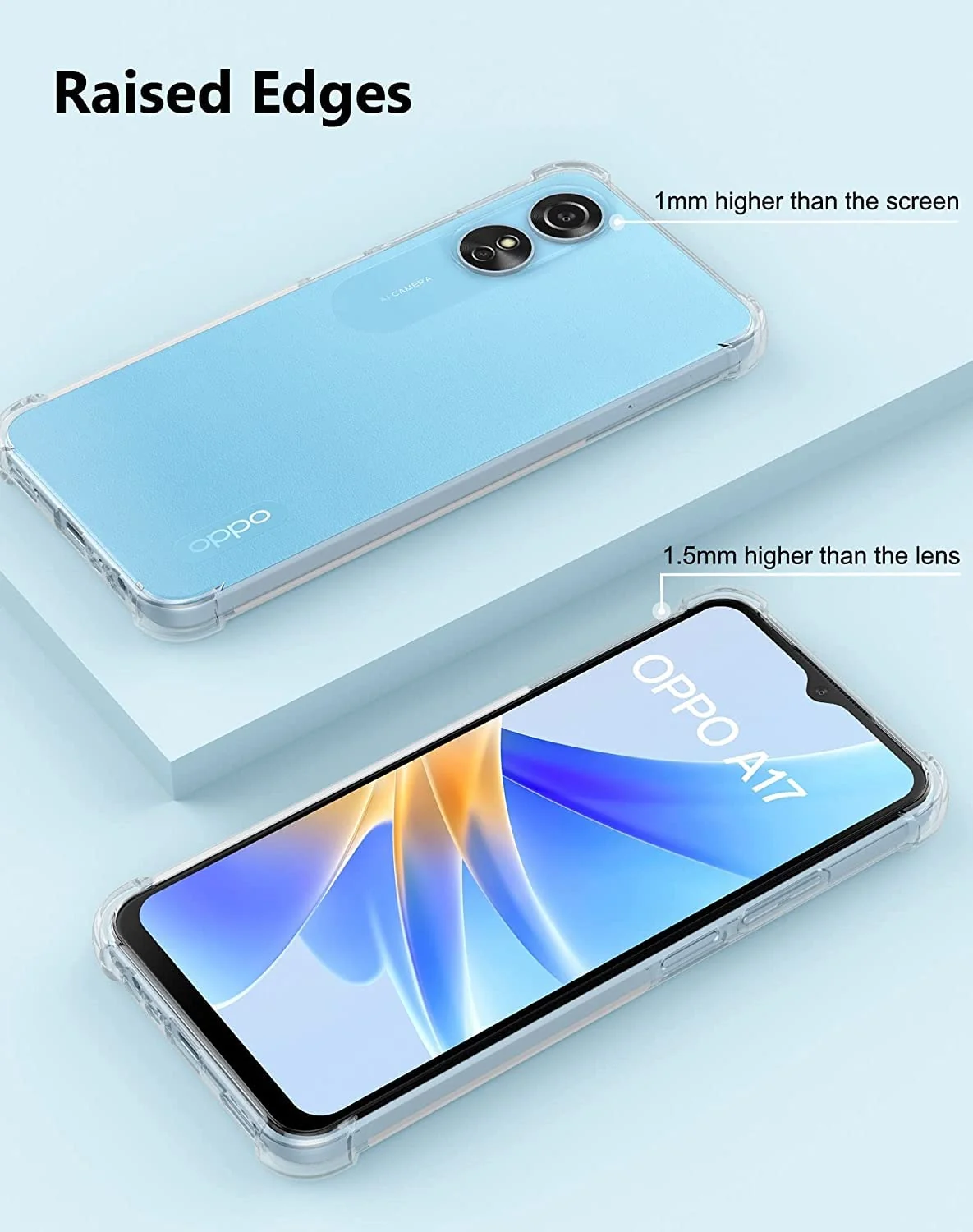 DL3 Mobilak Case Compatible with OPPO A17 / OPPO A17K, Cover Silicone Transparent TPU Gorilla Anti-shock Protector Camera Shockproof Corners - Clear