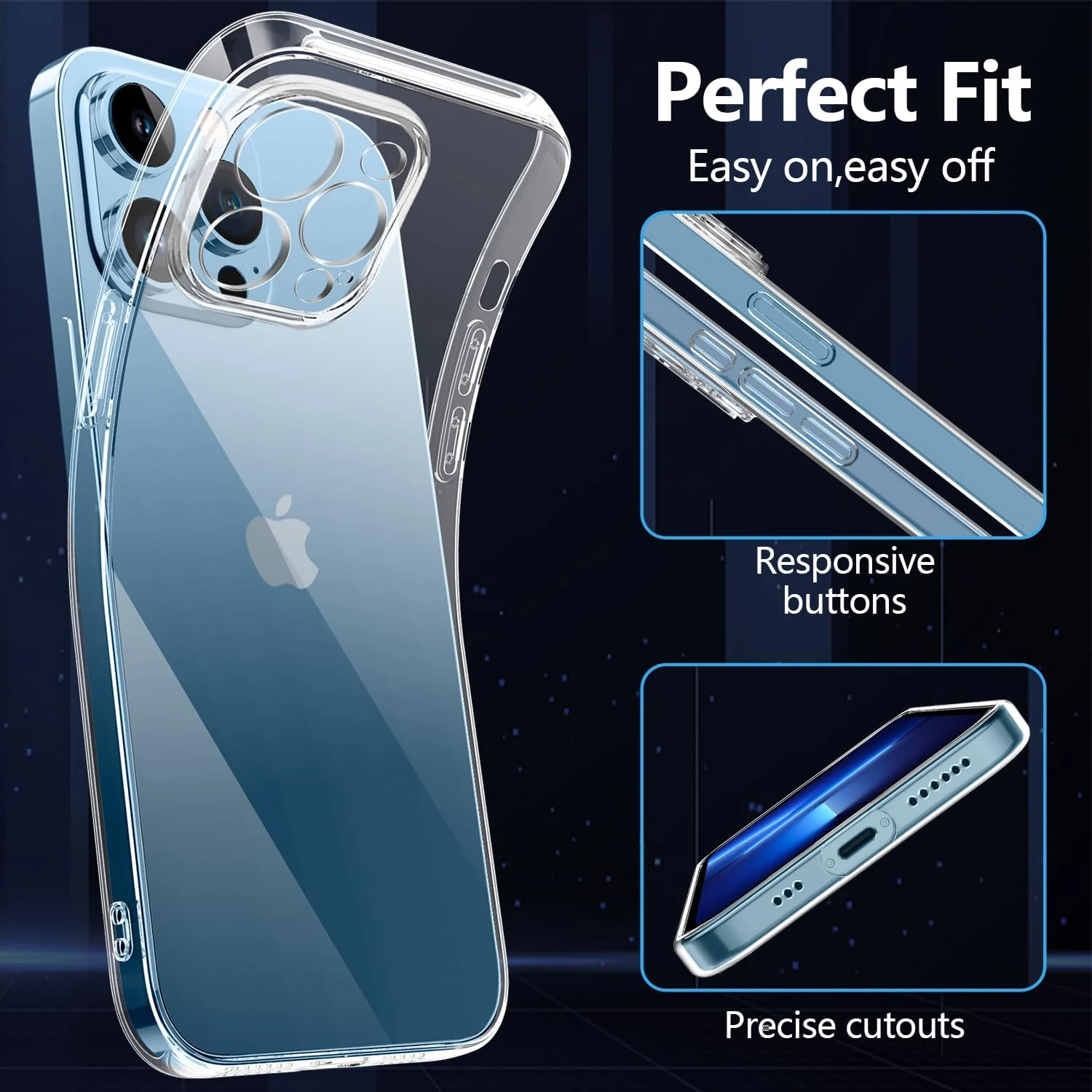 DL3 Mobilak Clear TPU Protective Case for iPhone with Camera Protection and Shockproof Design - Clear