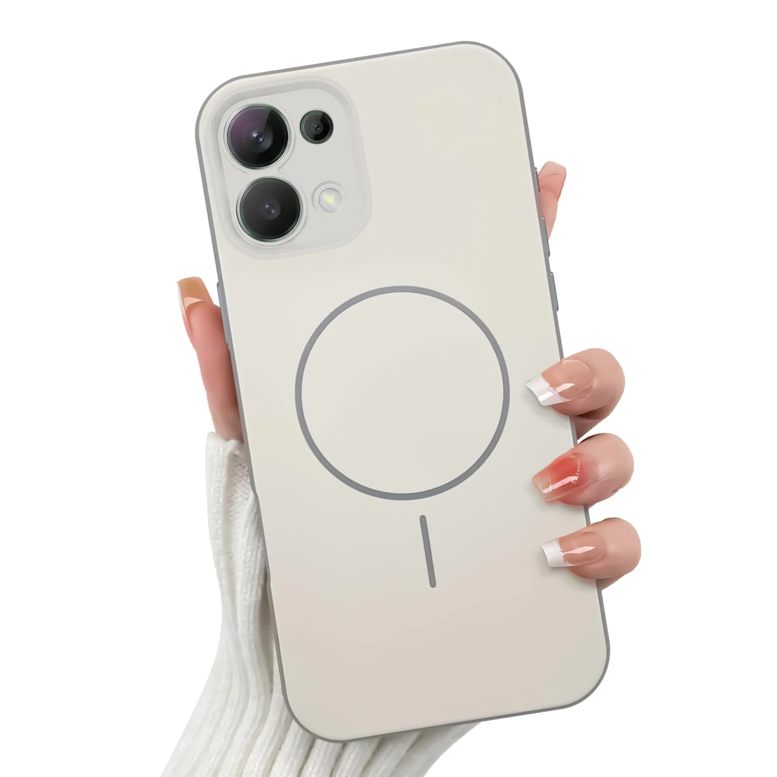DL3 Mobilak Case For OPPO A6 Pro 4G/5G Slim Design [Not Compatible with MagSafe] Soft Silicone Case Flexible TPU Anti-Scratch Protective Cover with Full Camera Protection - Off-White