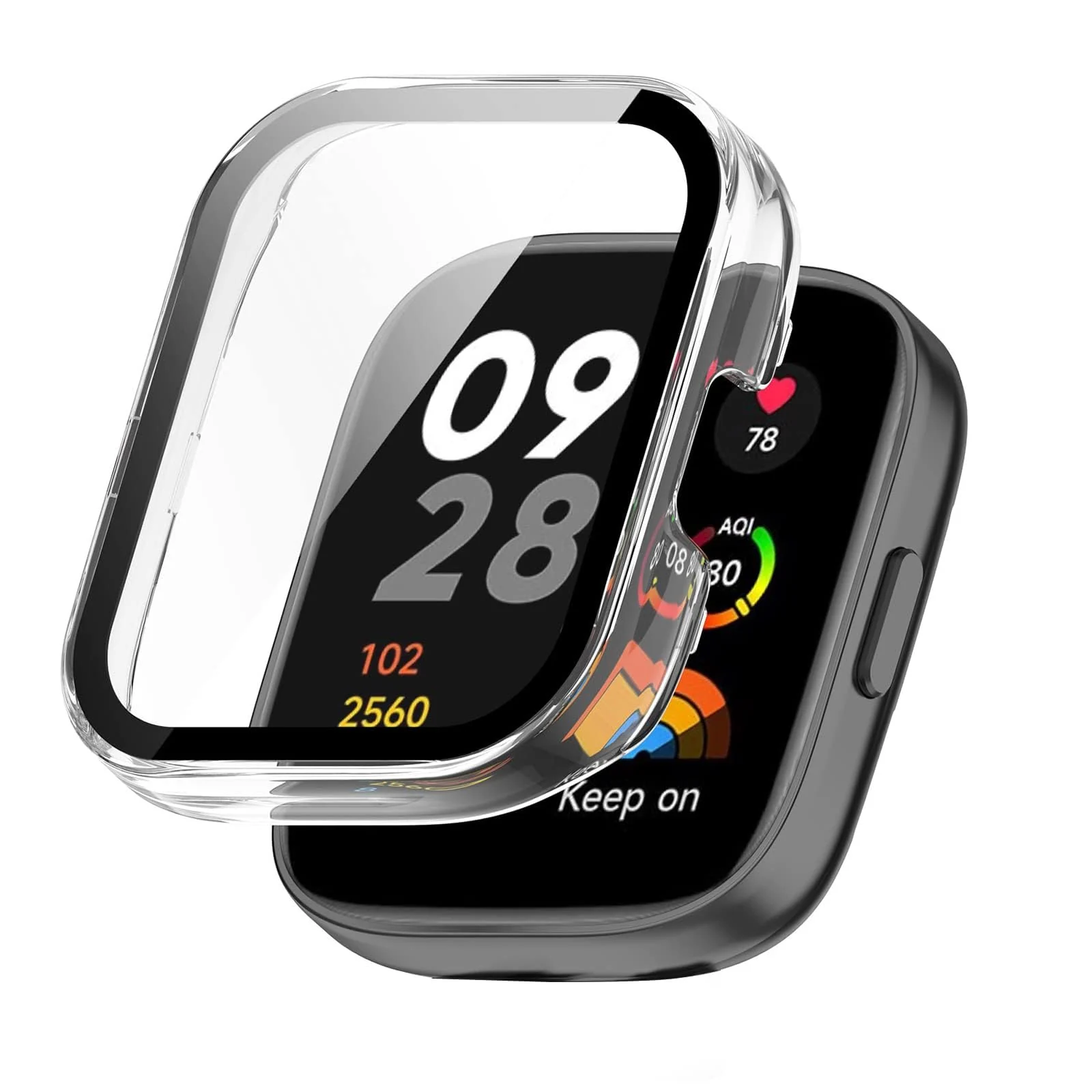 DL3 Mobilak Protective Case For Xiaomi Redmi Watch 3 (Not for Redmi Watch 3 Lite/Active) 9H Hardness PC Case Bumper Full Slim Protective Cover with Built-in Tempered Glass Screen Protector - Clear