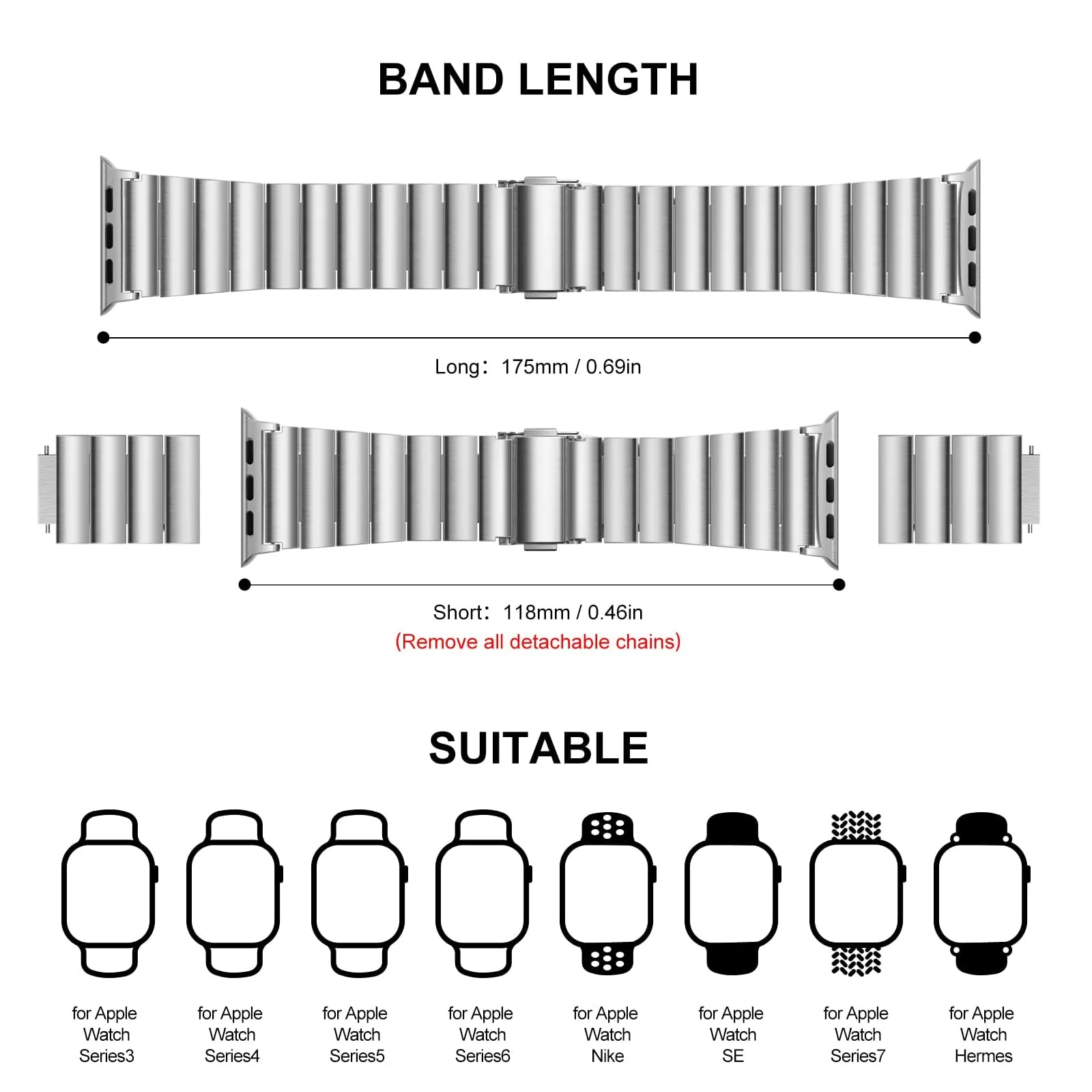 DL3 MOBILAK Band For Apple Watch Ultra Band 49mm 45mm 44mm 42mm 41mm 40mm 38mm, Metal Stainless Steel Strap for Apple Watch Series 8 Ultra 7 6 5 4 3 2 1 Se (42MM/44MM/45MM/49MM) - B.Silver