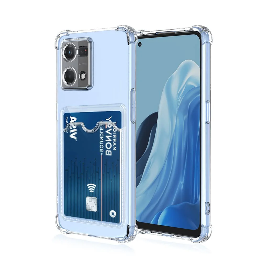 DL3 Mobilak Clear TPU Wallet Case with Card Slot and Camera Protection for OPPO Reno 8 4G / Reno 7 4G - Transparent