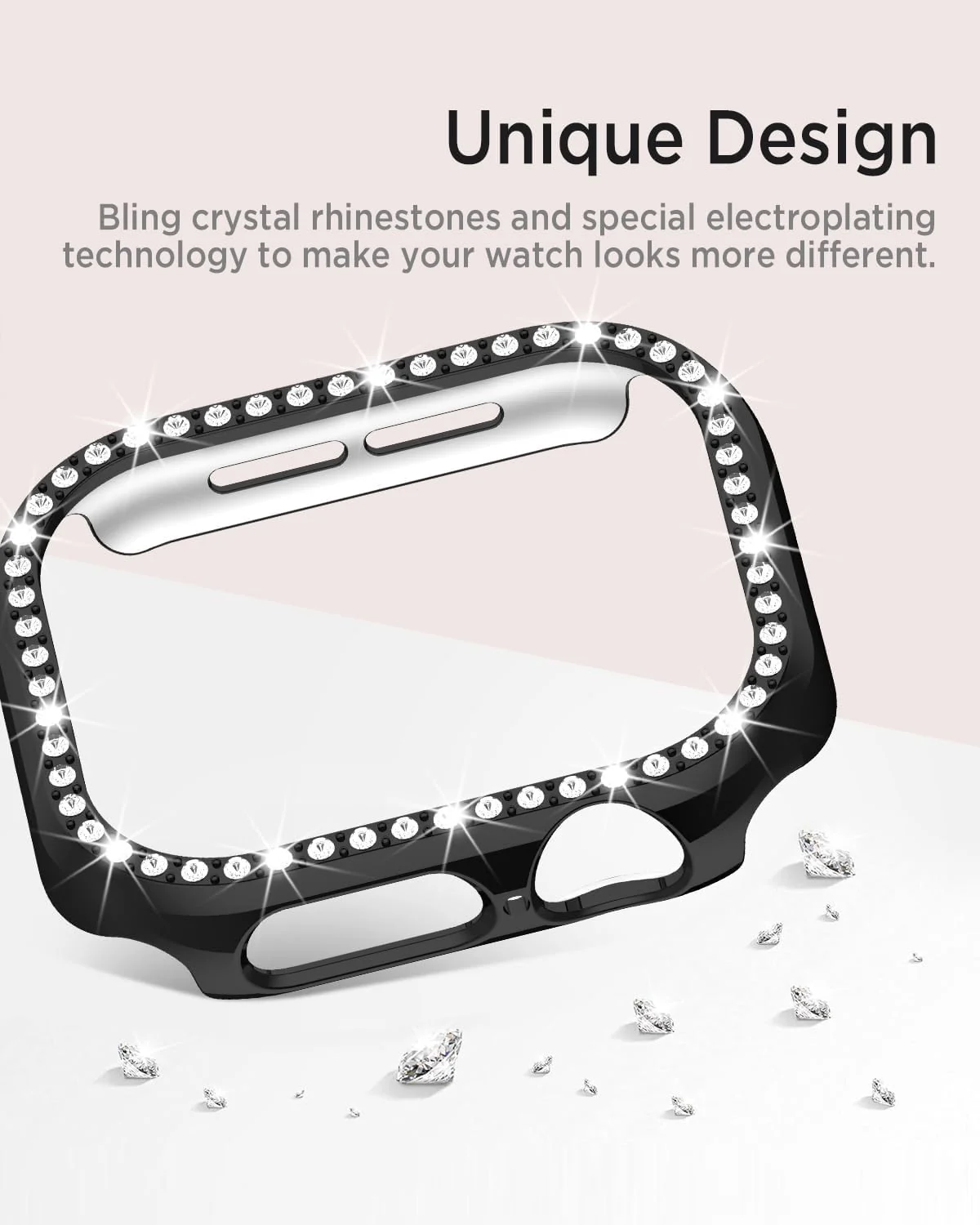DL3 MOBILAK Bling Hard PC Watch Bumper Case for Apple Watch Series 4 and 5 and 6 and SE 40MM - Black