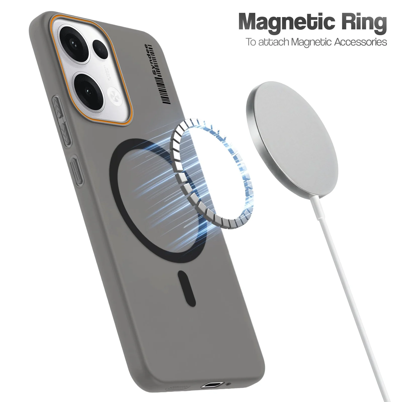 DL3 Mobilak Matte MagSafe-Compatible Magnetic Case for OPPO Reno 13 5G with Camera Protection and Ring Holder - Black
