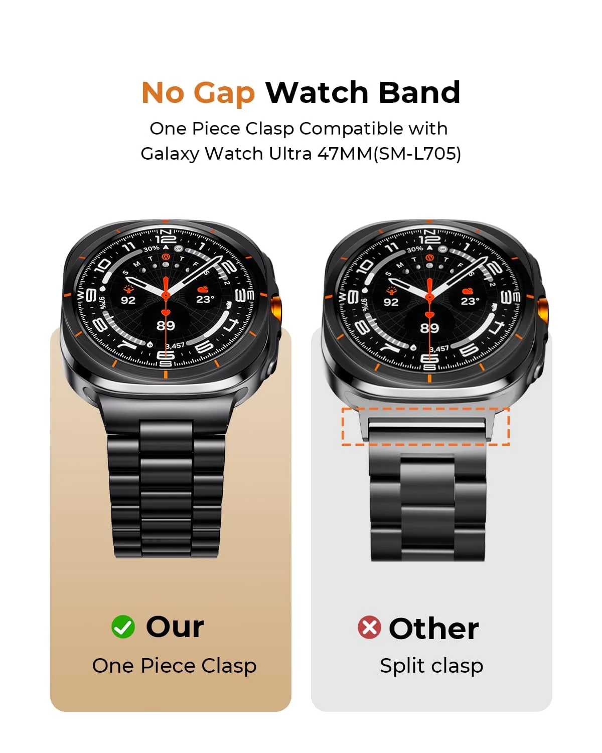 DL3 Mobilak Metal Straps Compatible with Samsung Galaxy Watch Ultra Strap 47mm, Stainless Steel Wristband Replacement Watch Strap Bands Accessories Bracelet for Galaxy Watch 7 Ultra - Black