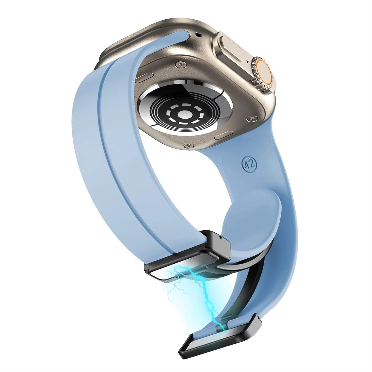 DL3 Mobilak Magnetic Bands for Apple Watch Ultra/Ultra 2 Band 49mm 45mm 44mm 42mm 41mm 40mm 38mm, Soft Sport Silicone Strap for iwatch Series 9/8/7/6/5/4 (Sky Blue, 42mm/44mm/45mm/49mm), unisex-adult - Black