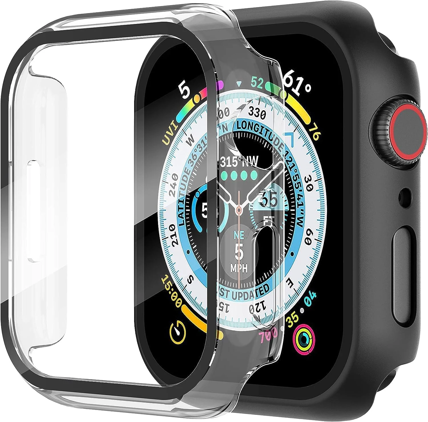 DL3 Mobilak Hard Case Designed for Apple Watch Series 8/7/6/5/4/Series SE/SE 2 44mm, Built-in 9H [HD Clear] Tempered Glass Screen Protector, [Full Protection] Slim Cover for 44mm