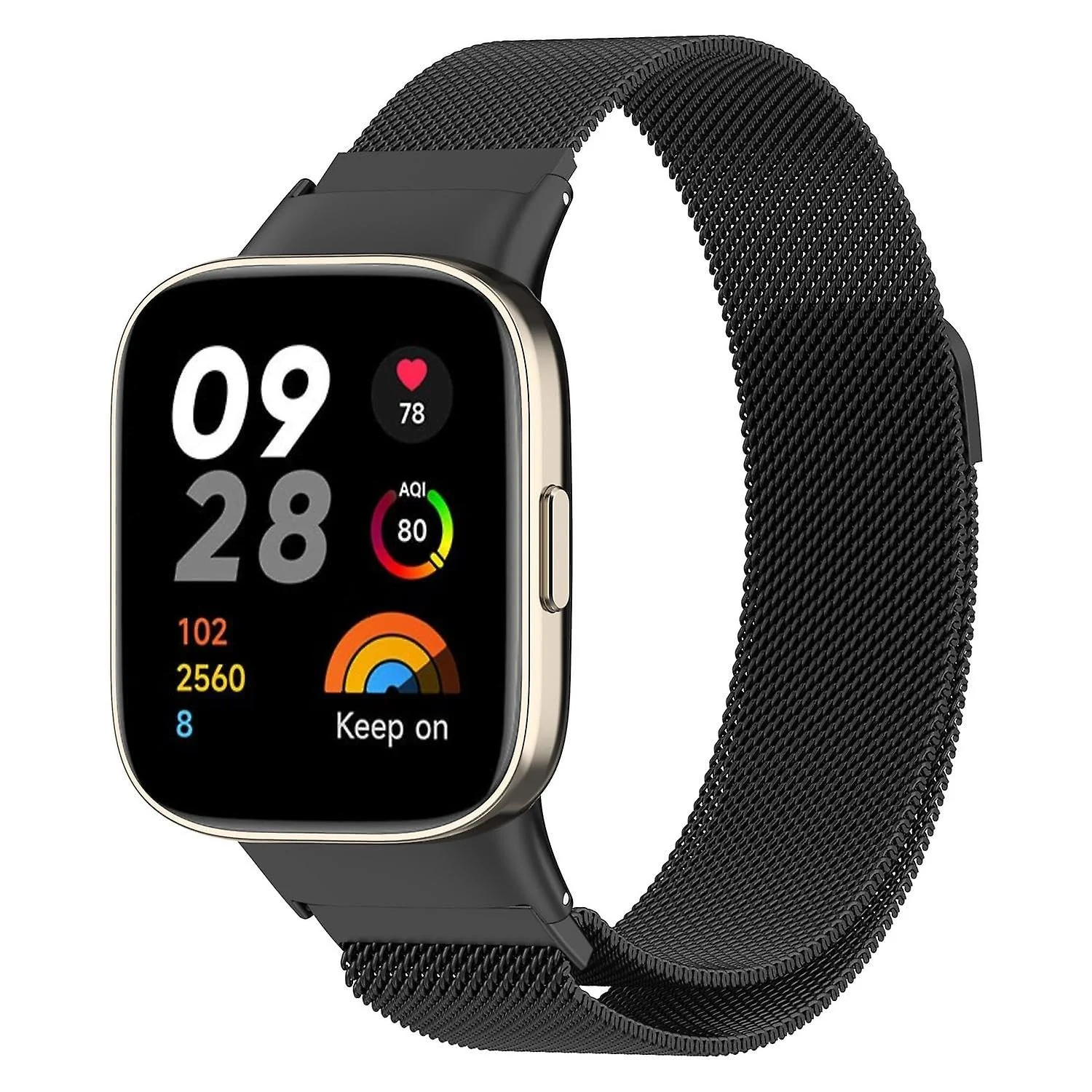 DL3 Mobilak Bracelet Compatible with Xiaomi Redmi Watch 3, Woven Stainless Steel Watch Strap, Mesh Metal Wrist Adjustable Replacement Strap Women Men for Xiaomi Redmi Watch3 - Black