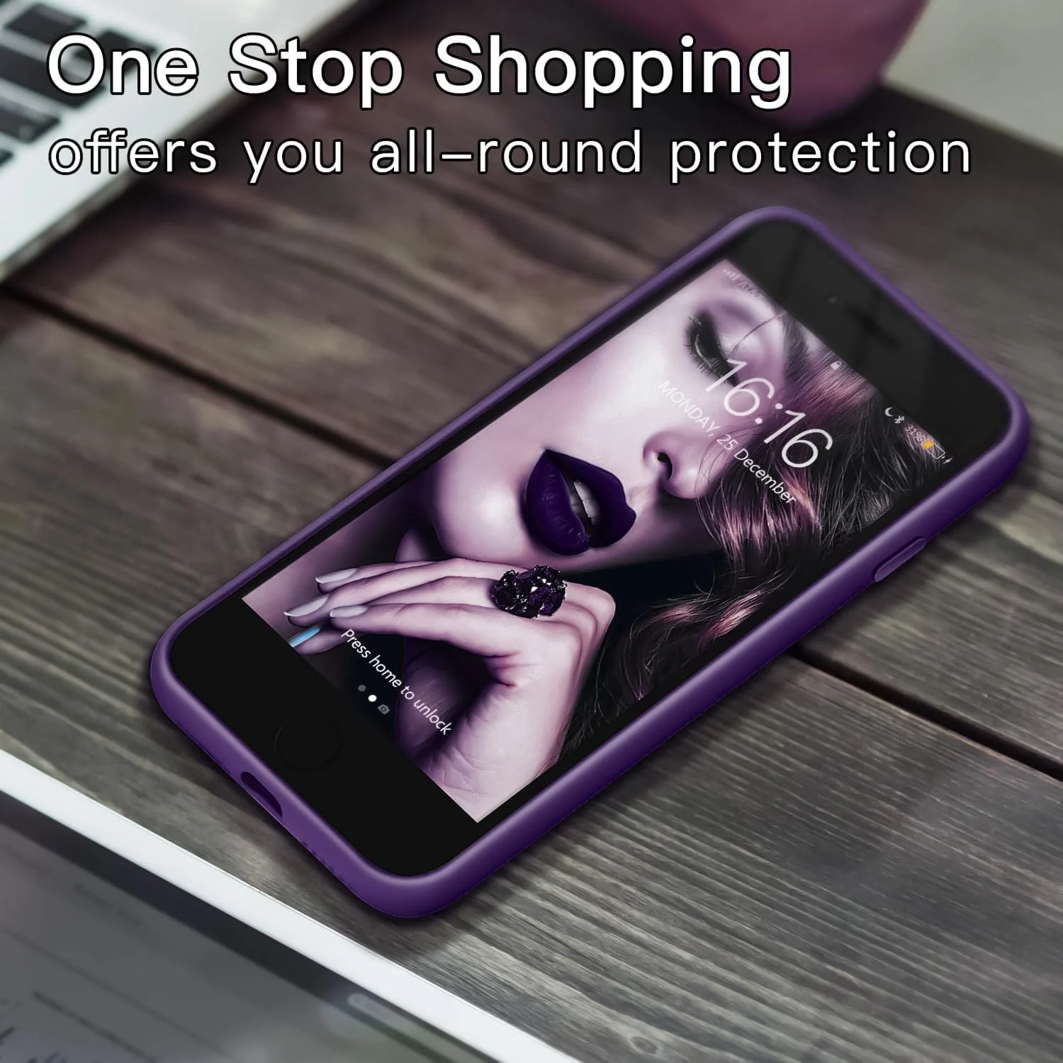 DL3 Mobilak Compatible with iPhone 7/8, iPhone SE 2022, SE 2020, Case, Liquid Silicone Case, Full Body Protective Cover, Shockproof, Slim Phone Case, Anti-Scratch Soft Microfiber - Violet