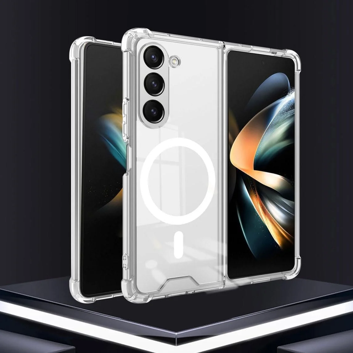 DL3 Mobilak for Samsung Galaxy Z Fold 6 Case, Compatible with MagSafe Shockproof Protection Yellowing Resistant Magnetic Phone Case for Galaxy Z Fold 6 5G (2024) - Clear