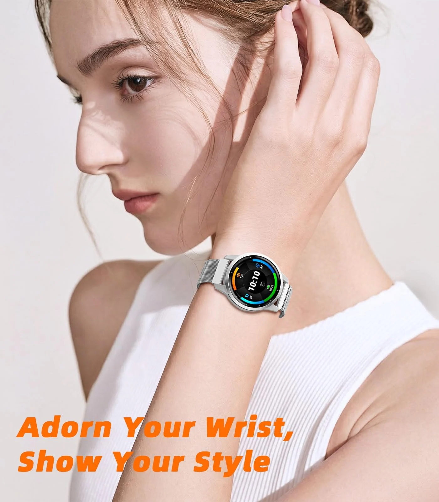 22mm Stainless Steel Magnetic Strap For Samsung Galaxy Watch 46mm/Watch 3 45mm/Gear S3/Huawei watch (GT7 GT6 GT5 GT4 GT3 GT2 46MM)/GT2E/GT 6 Pro/GT 7 Pro/Amazfit GTR 2/2e/3/4/3 Pro Metal Band (Silver)