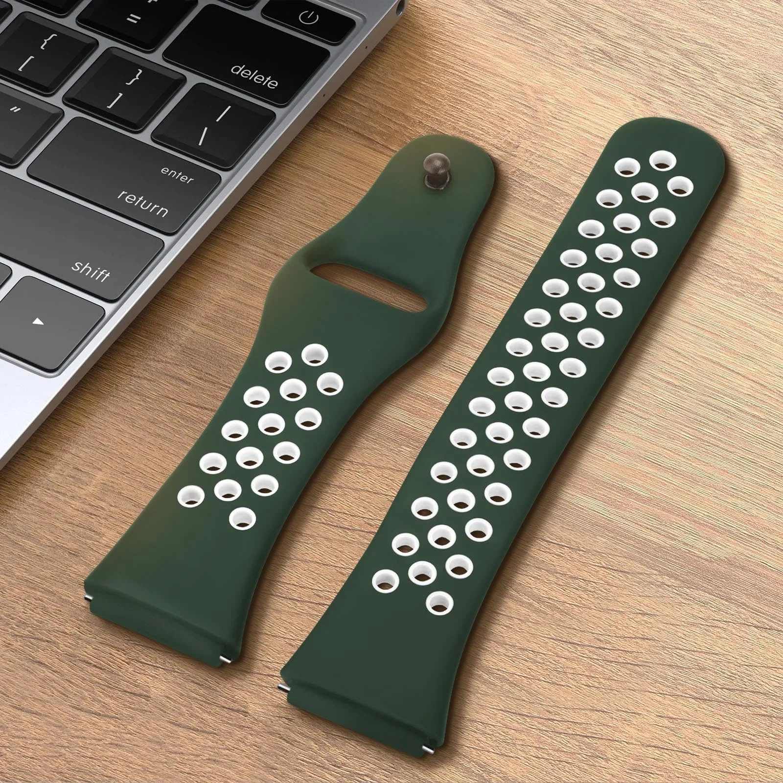 DL3 Mobilak Strap Silicone Compatible With Xiaomi Redmi Watch 3 Active/Redmi Watch 3 Lite, Sport Silicone Watch Band Wrist Strap, Bracelet Wristband Wrist Strap - Green White