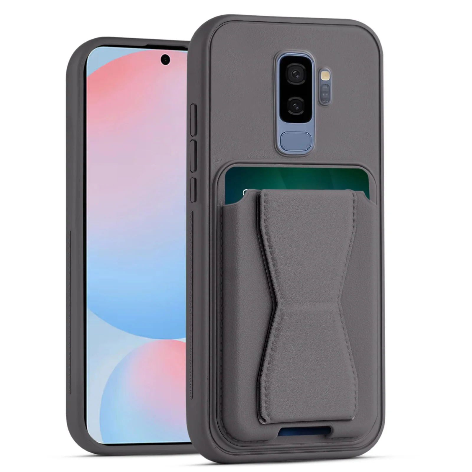 Dl3 Mobilak Leather Wallet Case Compatible with Samsung Galaxy S9+ Plus, Leather Back Cover With TPU Frame, Shockproof Protective Phone Case with Card Holder Stand (Black)