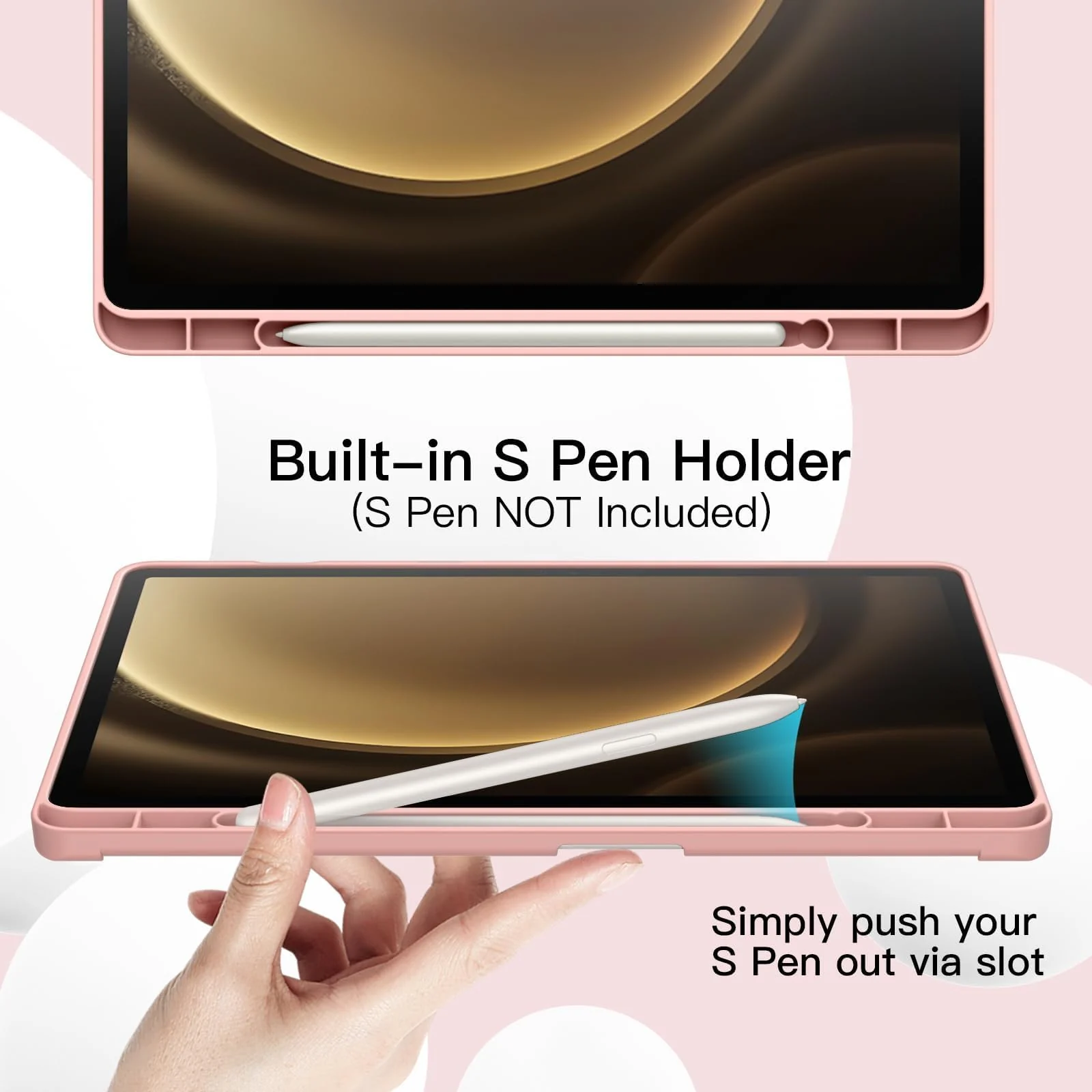 DL3 Mobilak Smart Case for Samsung Galaxy Tab S8 2022/Tab S7 2020 11 Inch (Model SM-X700/X706/T870/T875) with Pencil Holder, Soft TPU Smart Stand Back Cover Auto Wake/Sleep Feature - Rose Gold