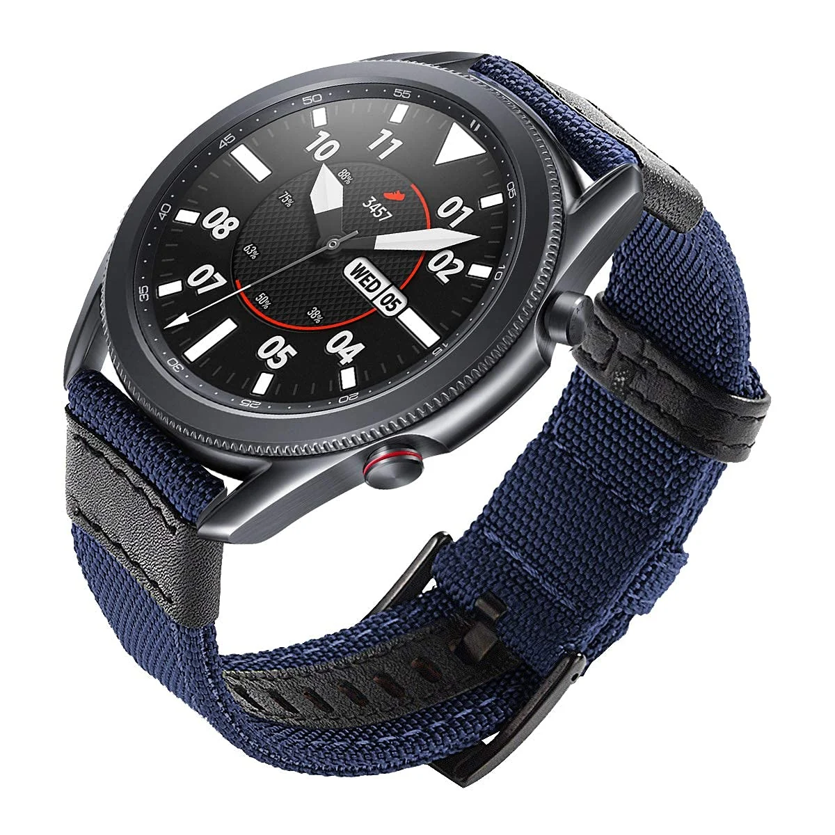 DL3 Mobilak Nylon Sports Bands With Leather 20MM Strap for Samsung Gear Sport, Watch 6, 4, 5, 5 Pro, S2 Classic, Active 2 40mm 44mm, Amazfit GTS 3, 4, 4 Mini, Bip 3 Pro, GTS2, Bp U - Blue