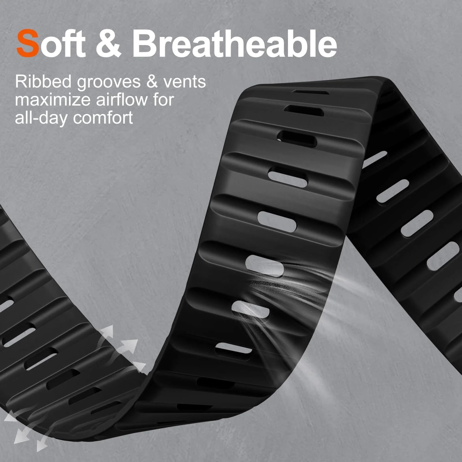 DL3 MOBILAK Adjustable Silicone Sports Watch Strap for 49MM - Black
