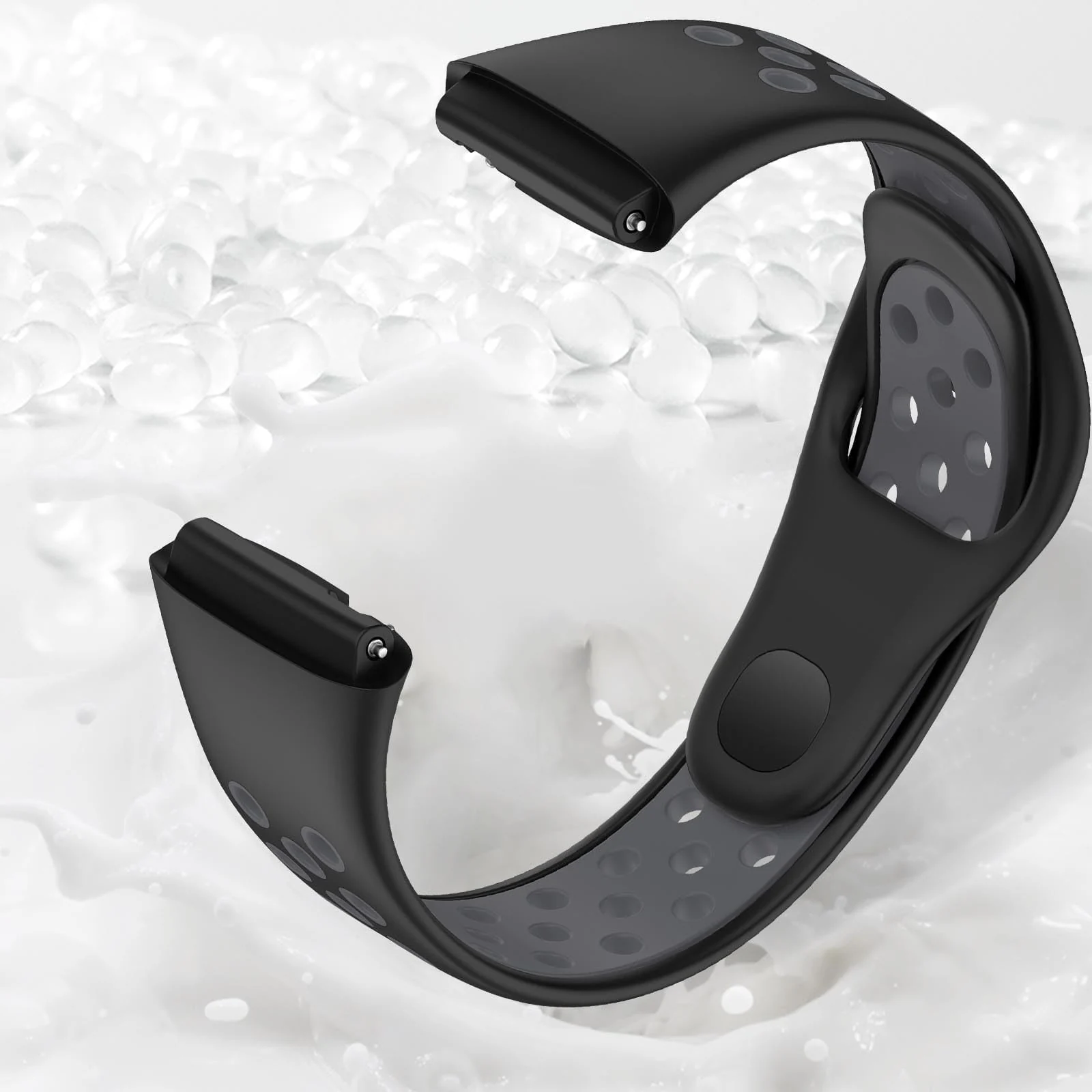 DL3 Mobilak Strap Silicone Compatible With Xiaomi Redmi Watch 3 Active/Redmi Watch 3 Lite, Sport Silicone Watch Band Wrist Strap, Bracelet Wristband Wrist Strap - Black Grey